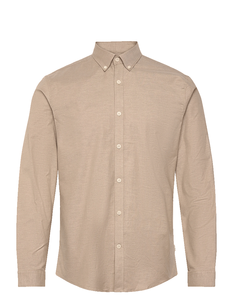 Lindbergh - Yarn dyed oxford superflex shirt L/S - oxford-skjortor - lt stone mix - 1