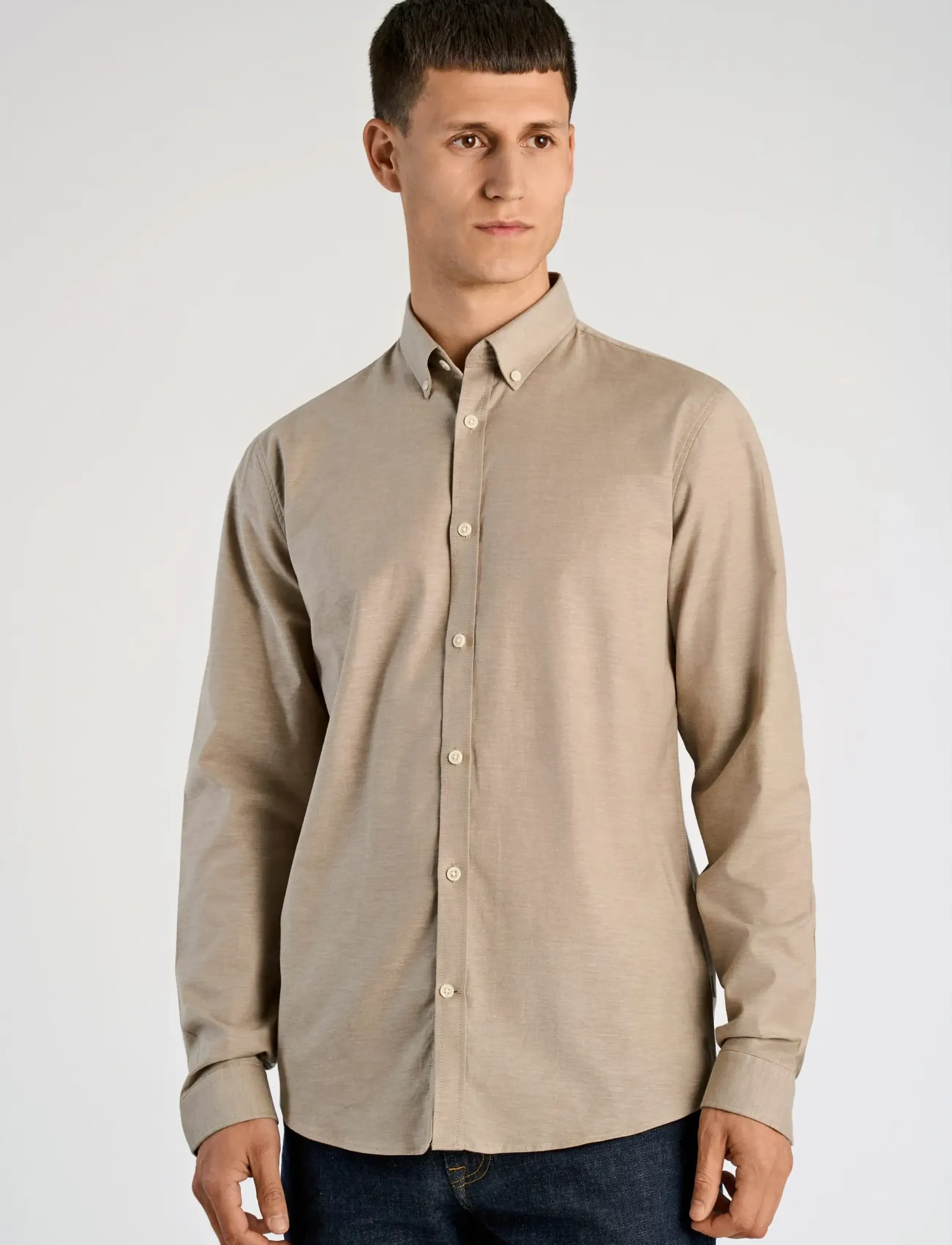Lindbergh - Yarn dyed oxford superflex shirt L/S - oxford skjorter - lt stone mix - 3
