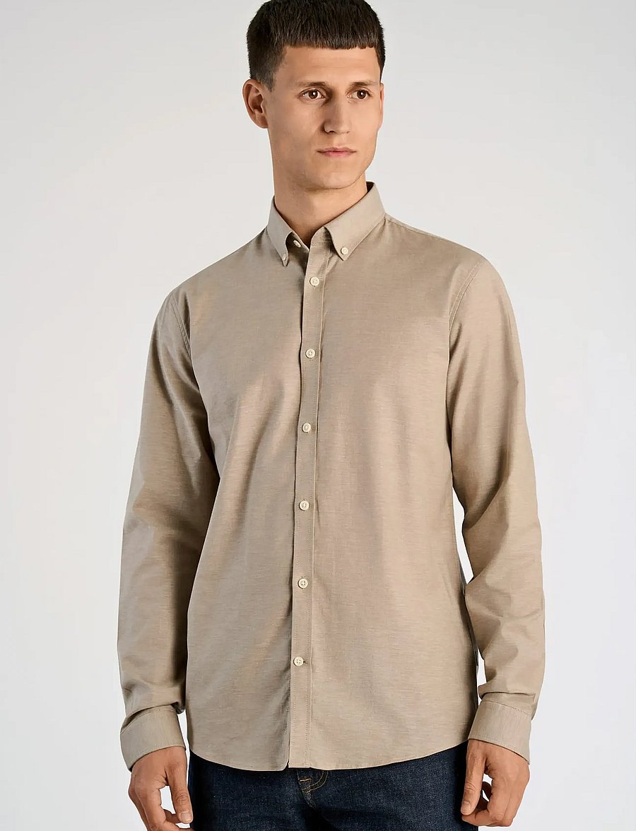 Lindbergh - Yarn dyed oxford superflex shirt L/S - oxford skjorter - lt stone mix - 3