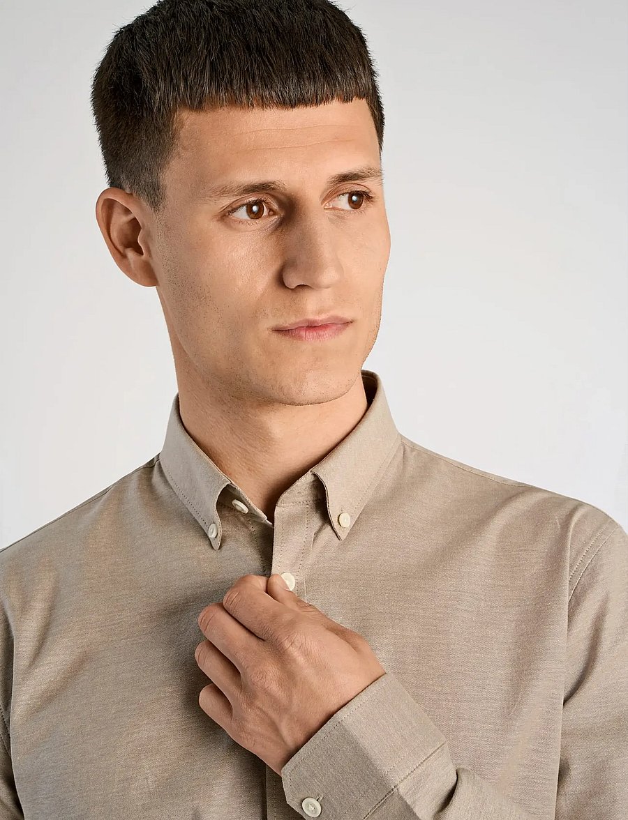 Lindbergh - Yarn dyed oxford superflex shirt L/S - oxford skjorter - lt stone mix - 5