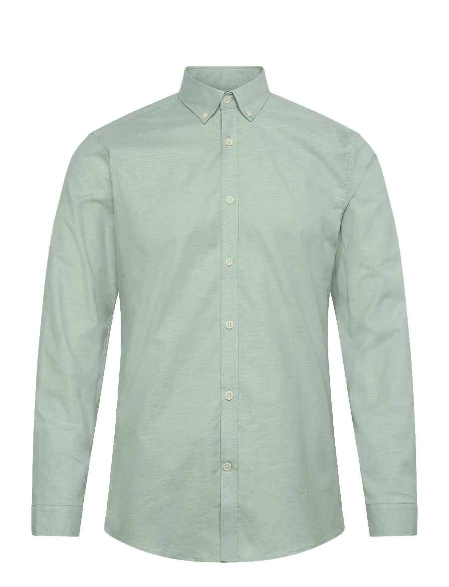 Lindbergh - Yarn dyed oxford superflex shirt L/S - oxford skjorter - mid green mix - 1