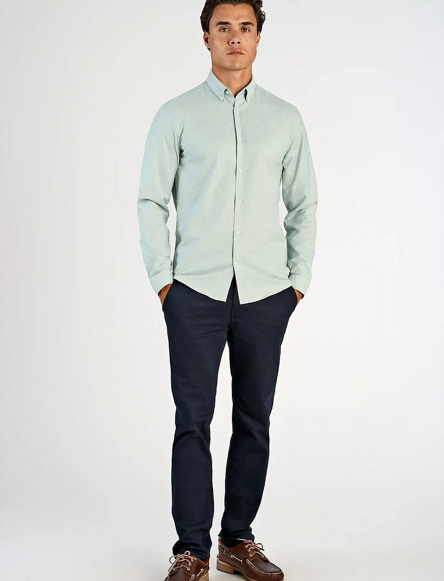 Lindbergh - Yarn dyed oxford superflex shirt L/S - oxford skjorter - mid green mix - 0