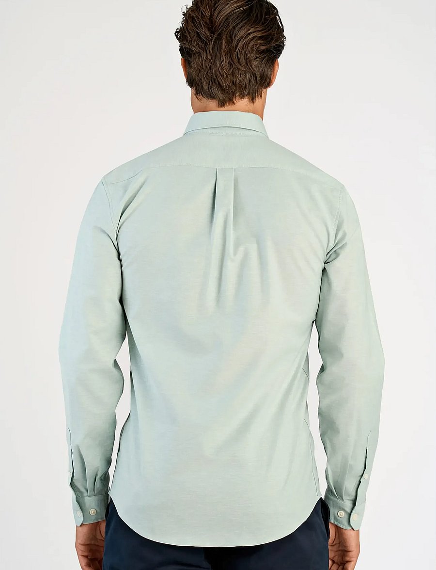 Lindbergh - Yarn dyed oxford superflex shirt L/S - oxford skjorter - mid green mix - 4