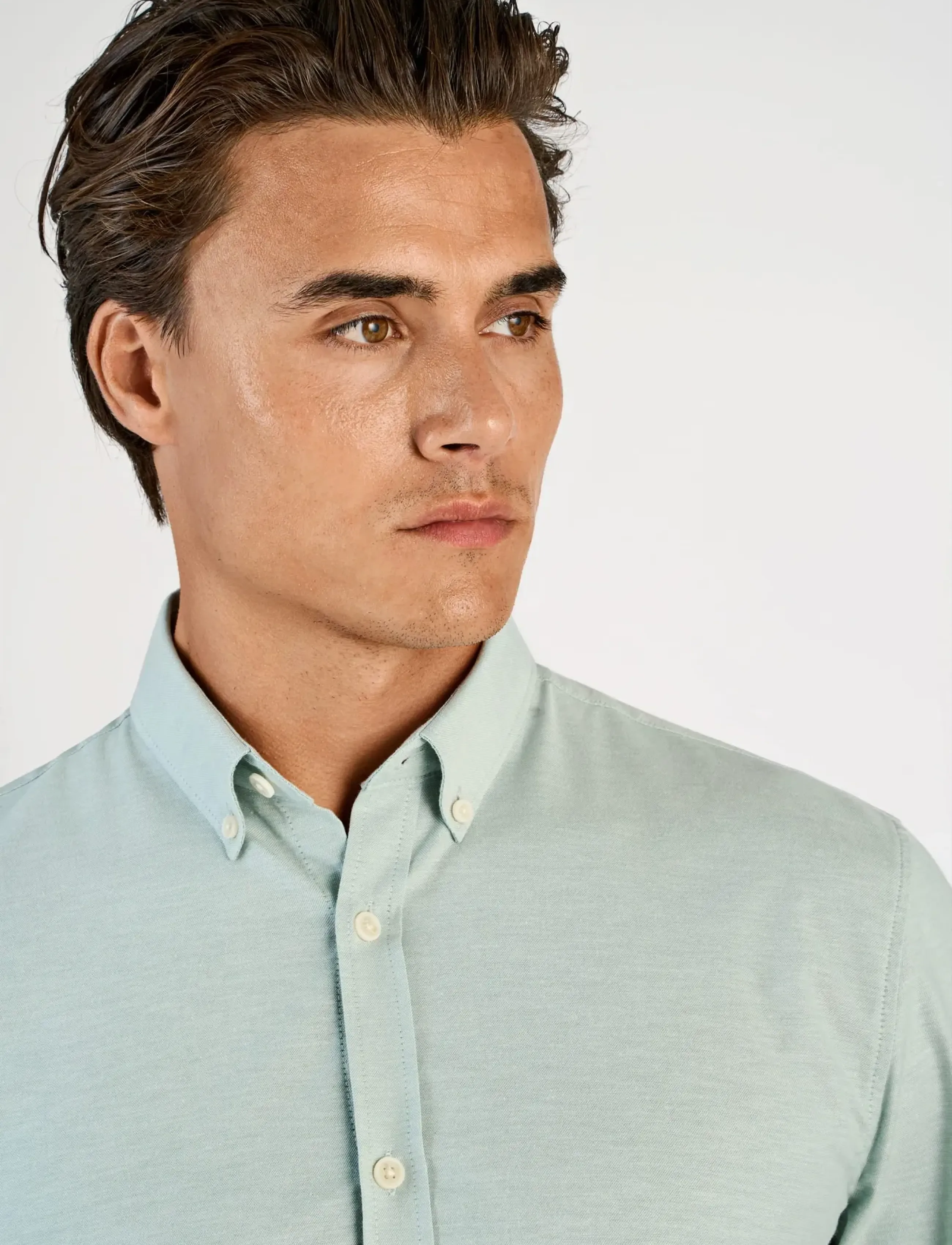 Lindbergh - Yarn dyed oxford superflex shirt L/S - oxford skjorter - mid green mix - 5