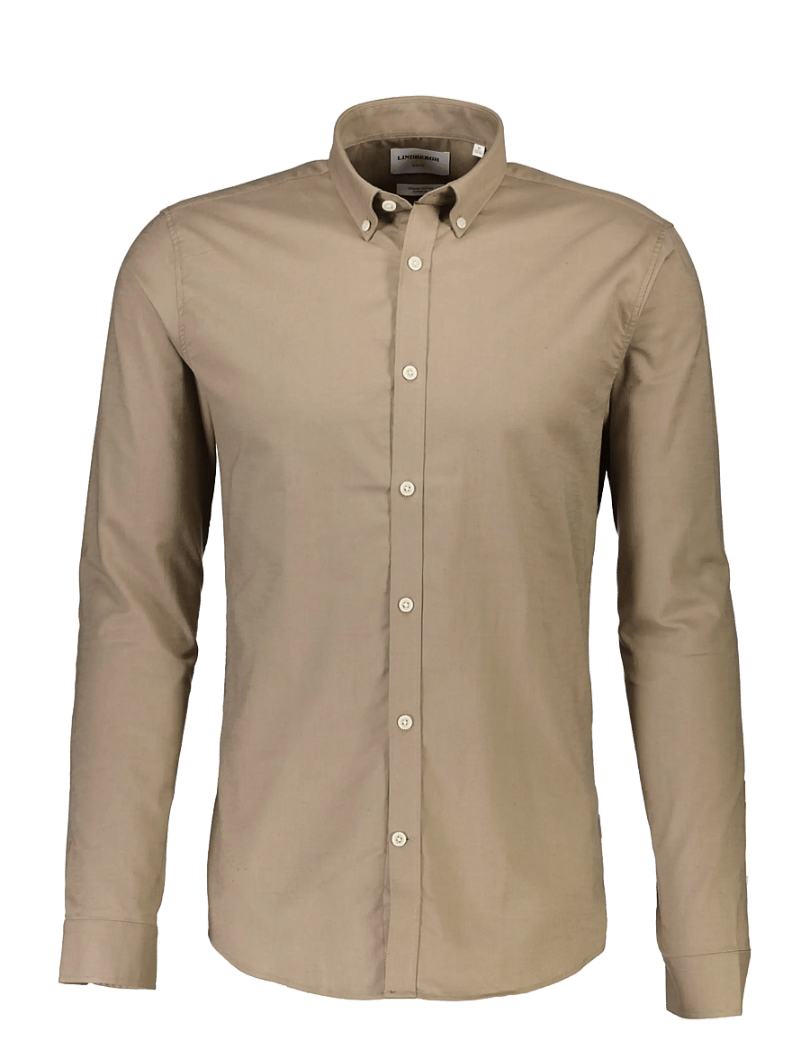 Lindbergh - Yarn dyed oxford superflex shirt L/S - oxford-skjortor - mid stone mix - 1
