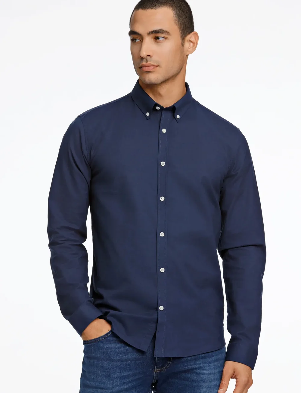 Lindbergh - Yarn dyed oxford superflex shirt - oxford-skjortor - navy mix - 0