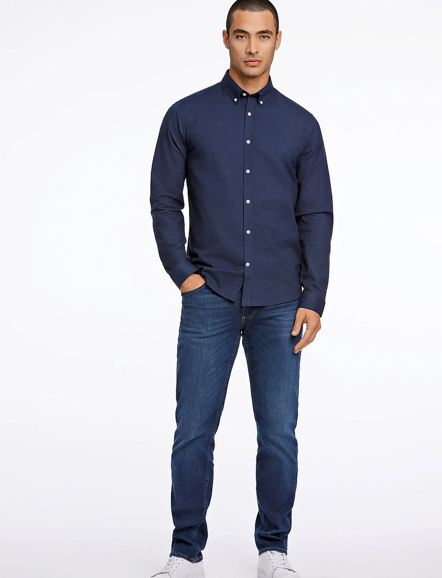 Lindbergh - Yarn dyed oxford superflex shirt L/S - chemises oxford - navy mix - 3