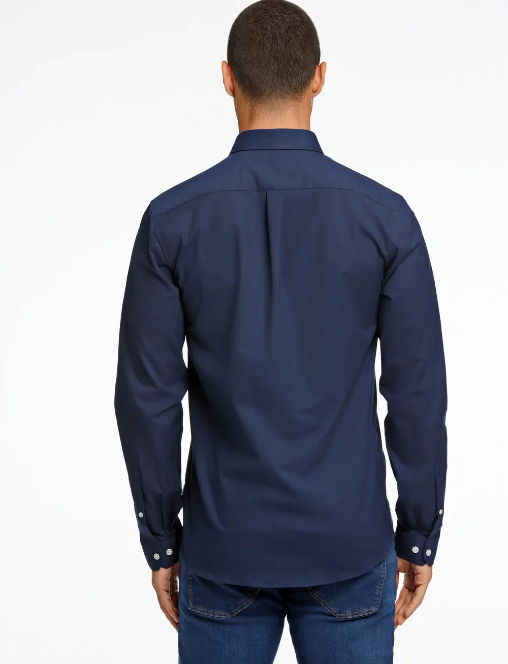 Lindbergh - Yarn dyed oxford superflex shirt - oxford-skjortor - navy mix - 4