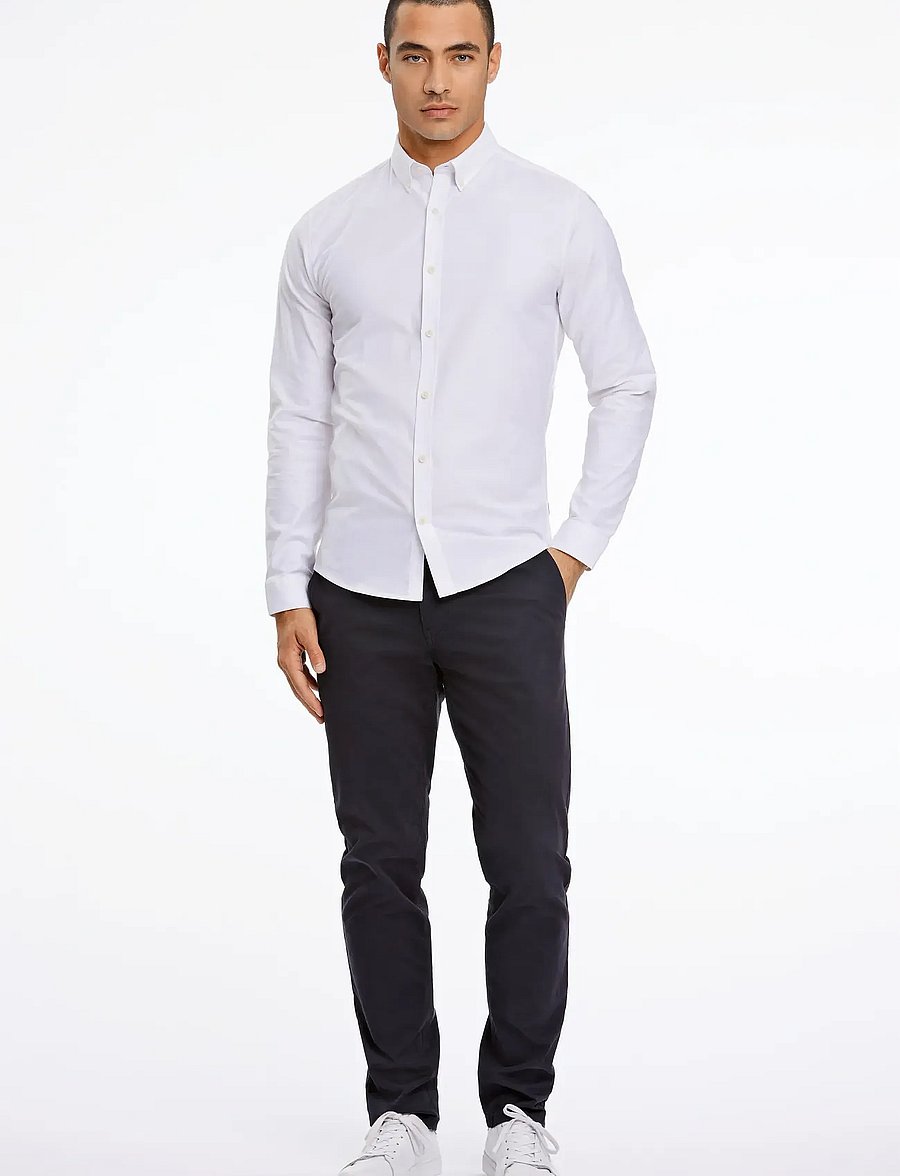 Lindbergh - Yarn dyed oxford superflex shirt L/S - chemises oxford - white - 0