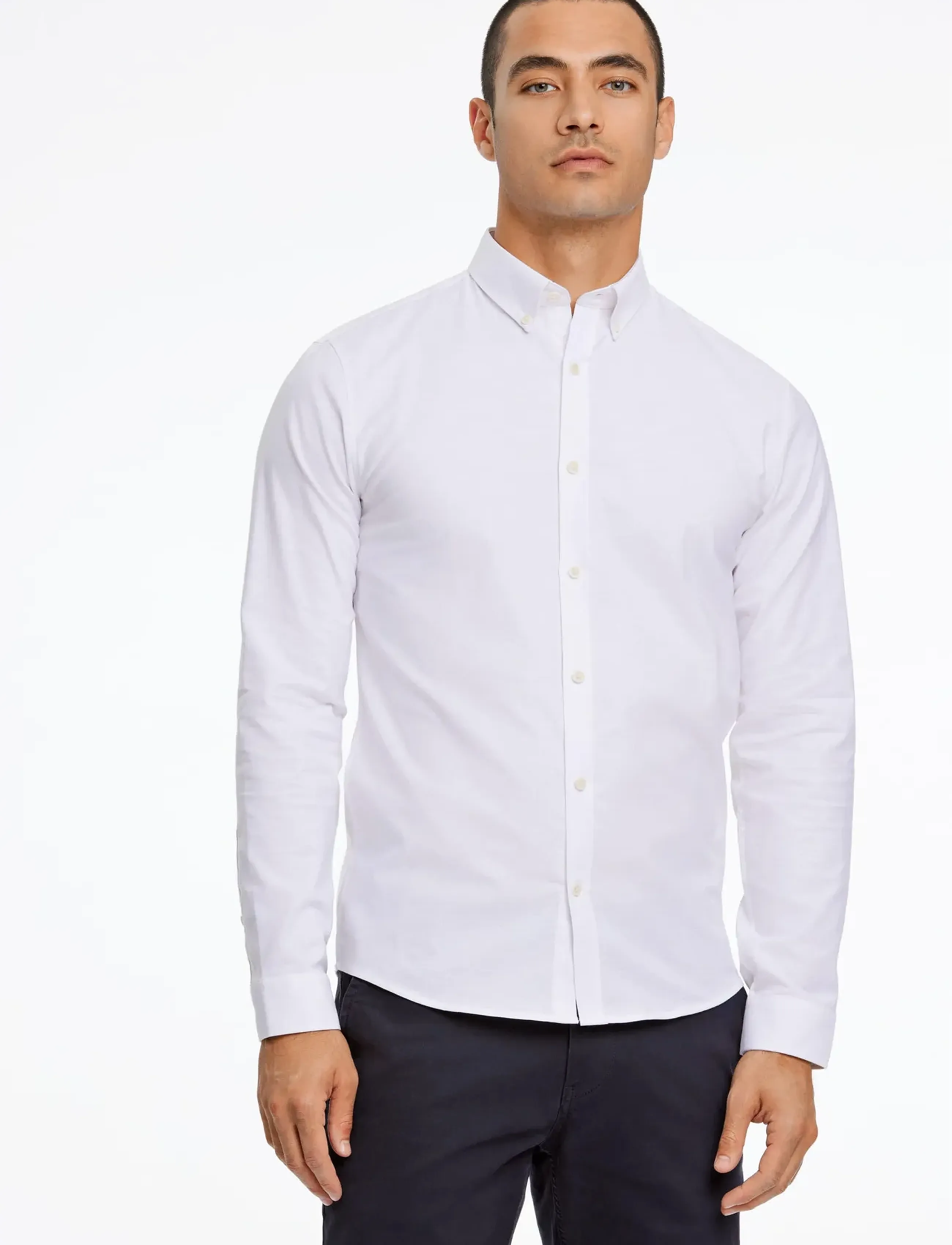 Lindbergh - Yarn dyed oxford superflex shirt L/S - chemises oxford - white - 5