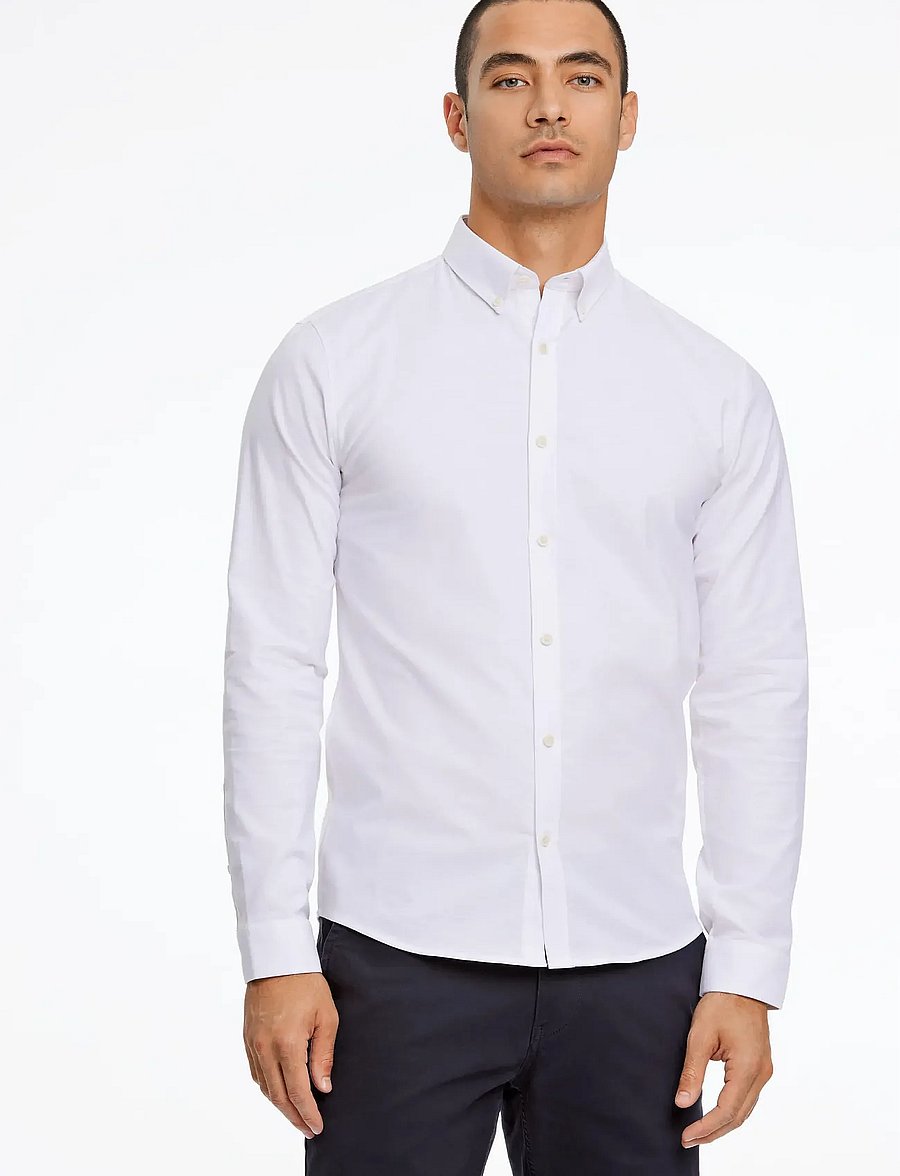 Lindbergh - Yarn dyed oxford superflex shirt L/S - chemises oxford - white - 5