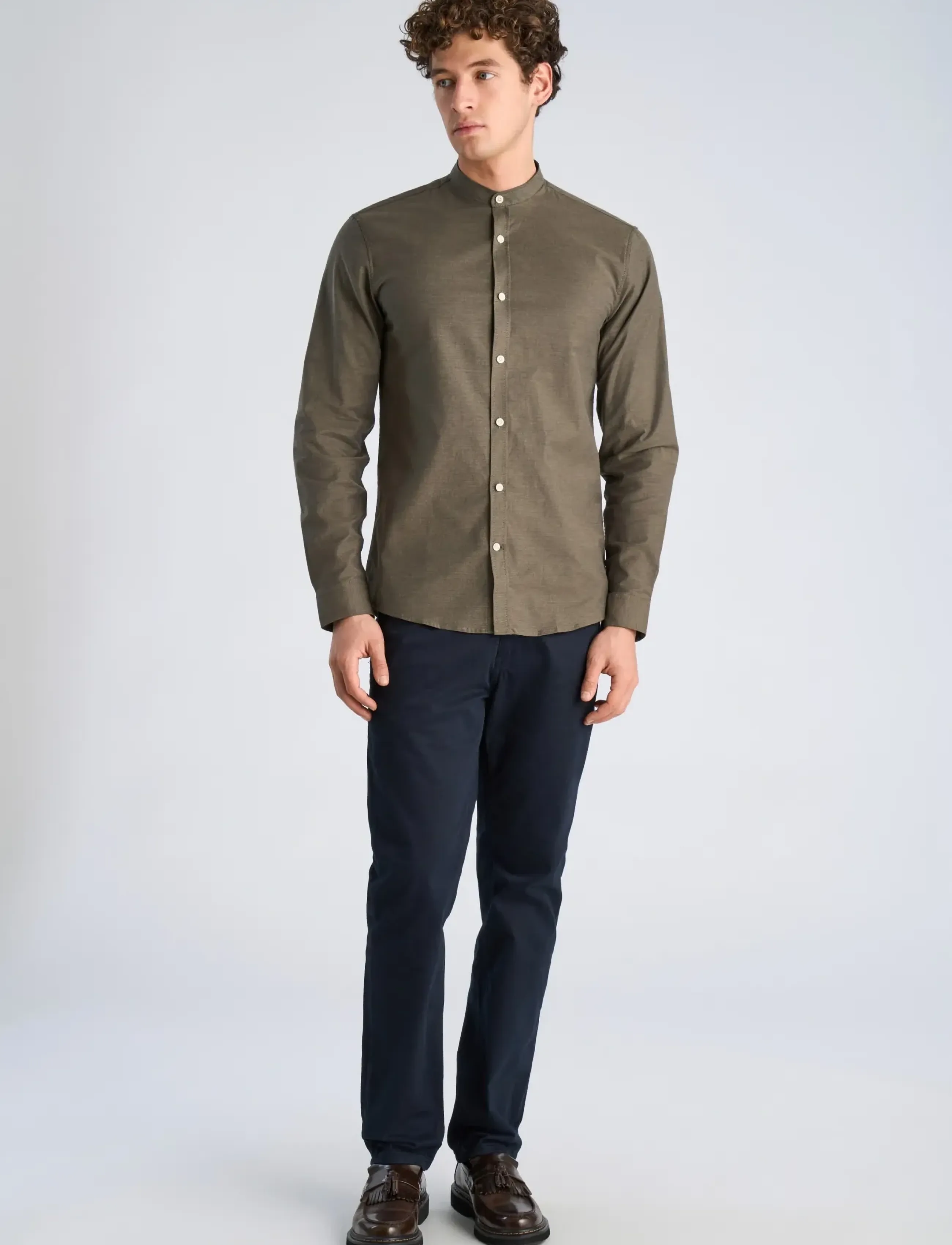 Lindbergh Yarn dyed oxford superflex shirt - Lindbergh - ARMY MIX / green