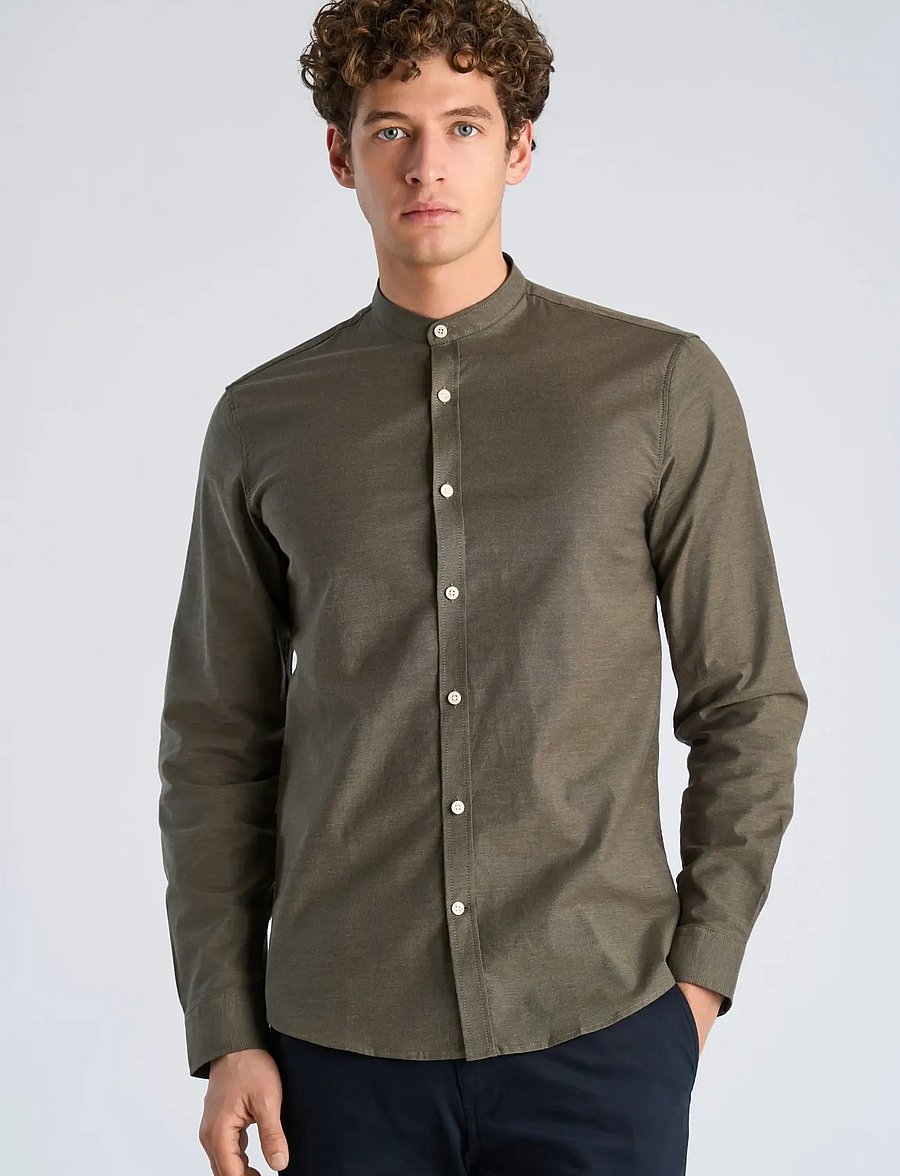 Lindbergh - Yarn dyed oxford superflex shirt L/S - oxford skjorter - army mix - 3