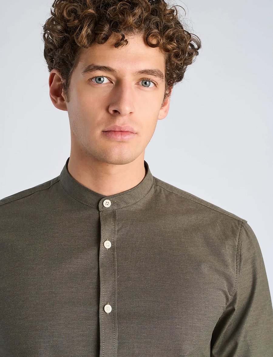 Lindbergh - Yarn dyed oxford superflex shirt L/S - oxford skjorter - army mix - 5