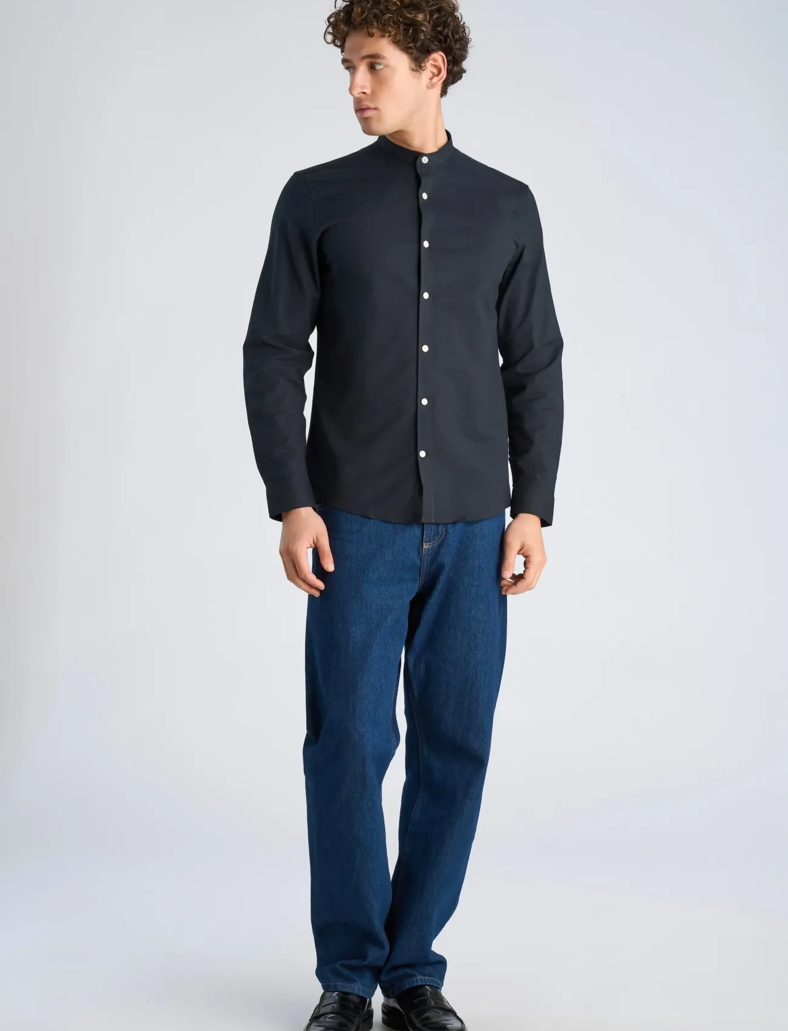 Lindbergh Yarn dyed oxford superflex shirt - Lindbergh - BLACK / black