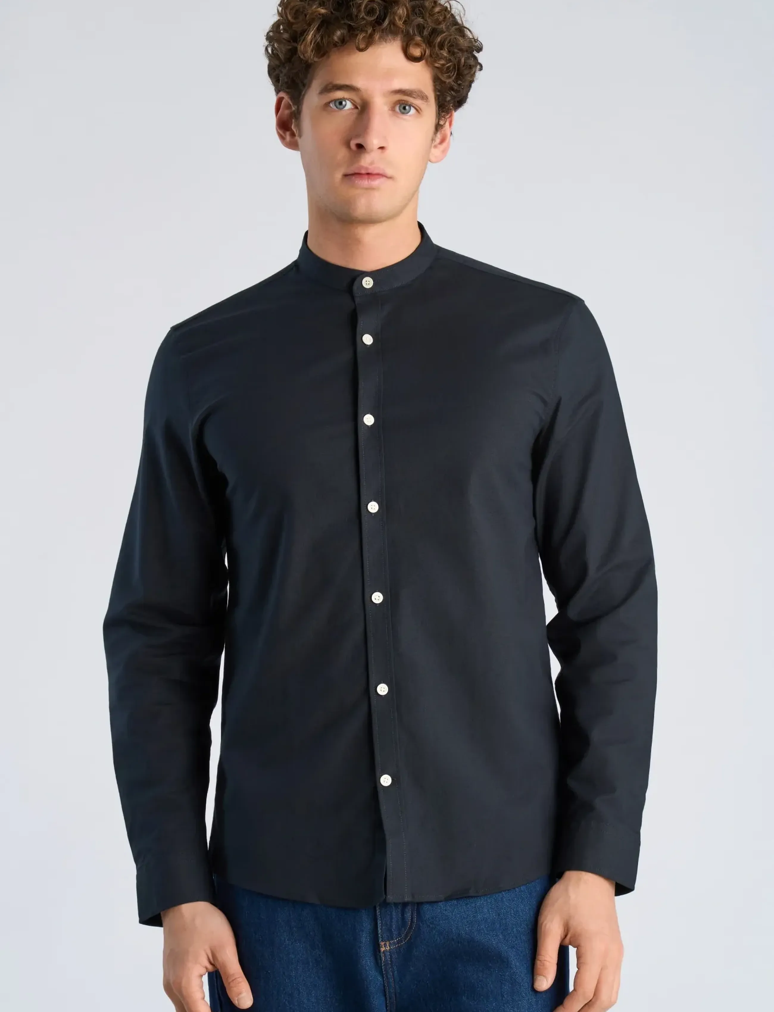 Lindbergh - Yarn dyed oxford superflex shirt - oxford shirts - black - 3