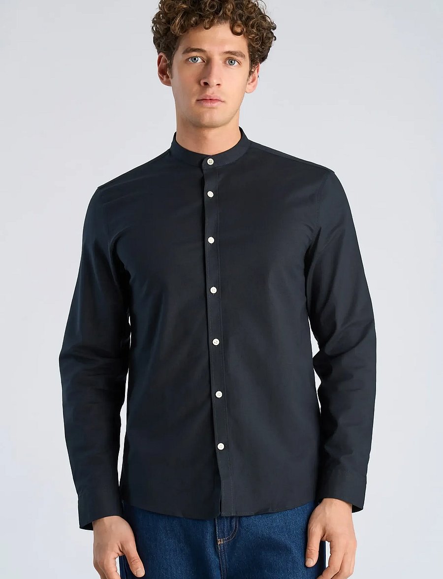 Lindbergh - Yarn dyed oxford superflex shirt L/S - oxford-hemden - black - 3