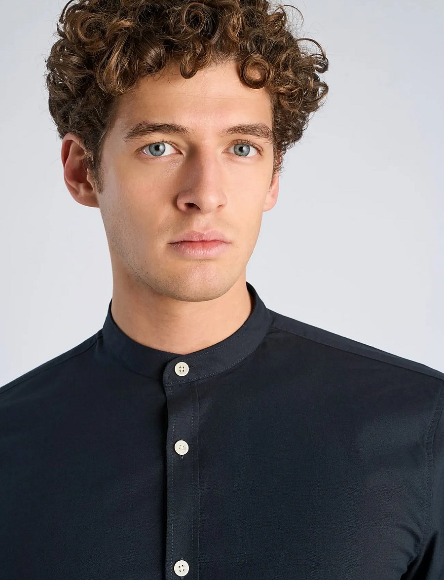 Lindbergh - Yarn dyed oxford superflex shirt L/S - oxford-hemden - black - 5
