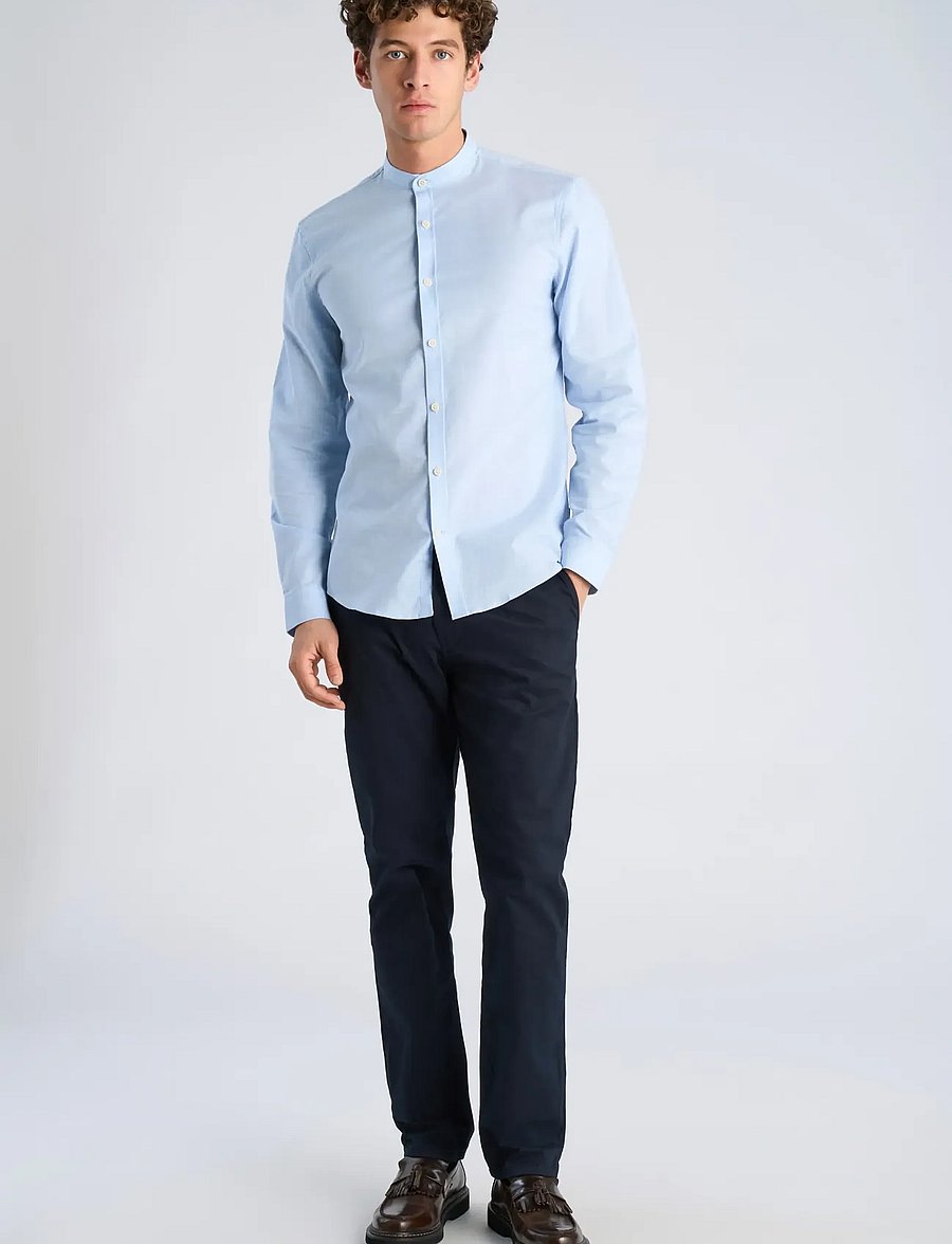 Lindbergh - Yarn dyed oxford superflex shirt L/S - oxford skjorter - lt blue mix - 0