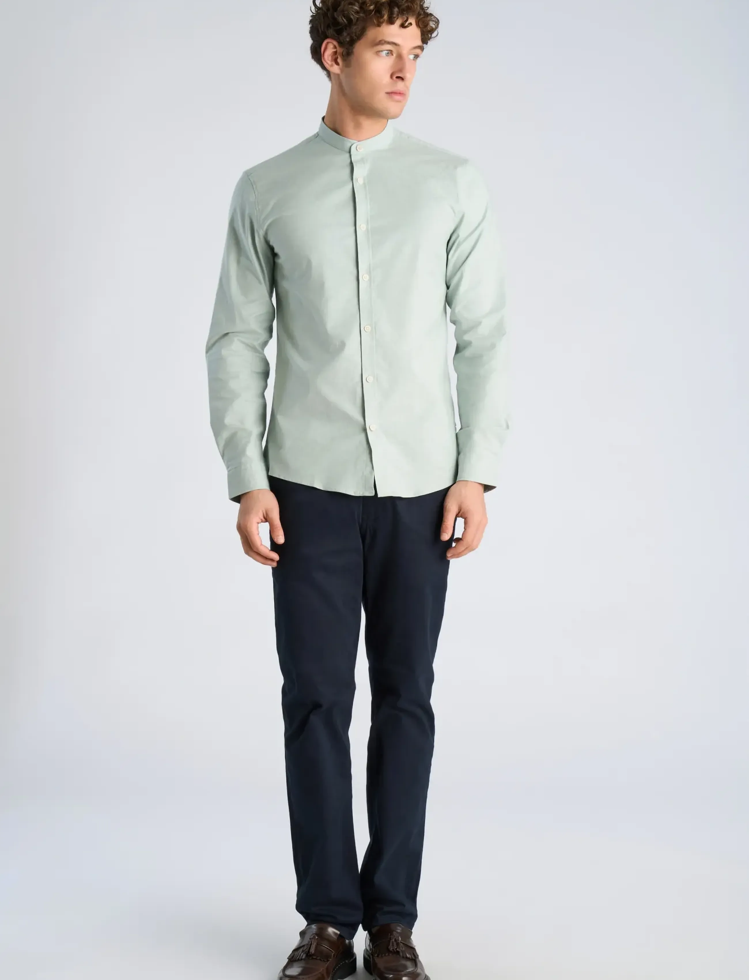 Lindbergh Yarn dyed oxford superflex shirt - Skjorter - MID GREEN MIX / green
