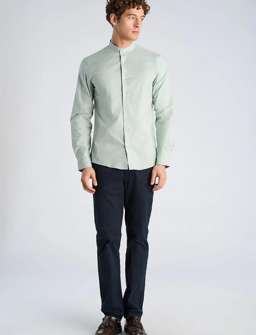 Lindbergh - Yarn dyed oxford superflex shirt L/S - oxford shirts - mid green mix - 0