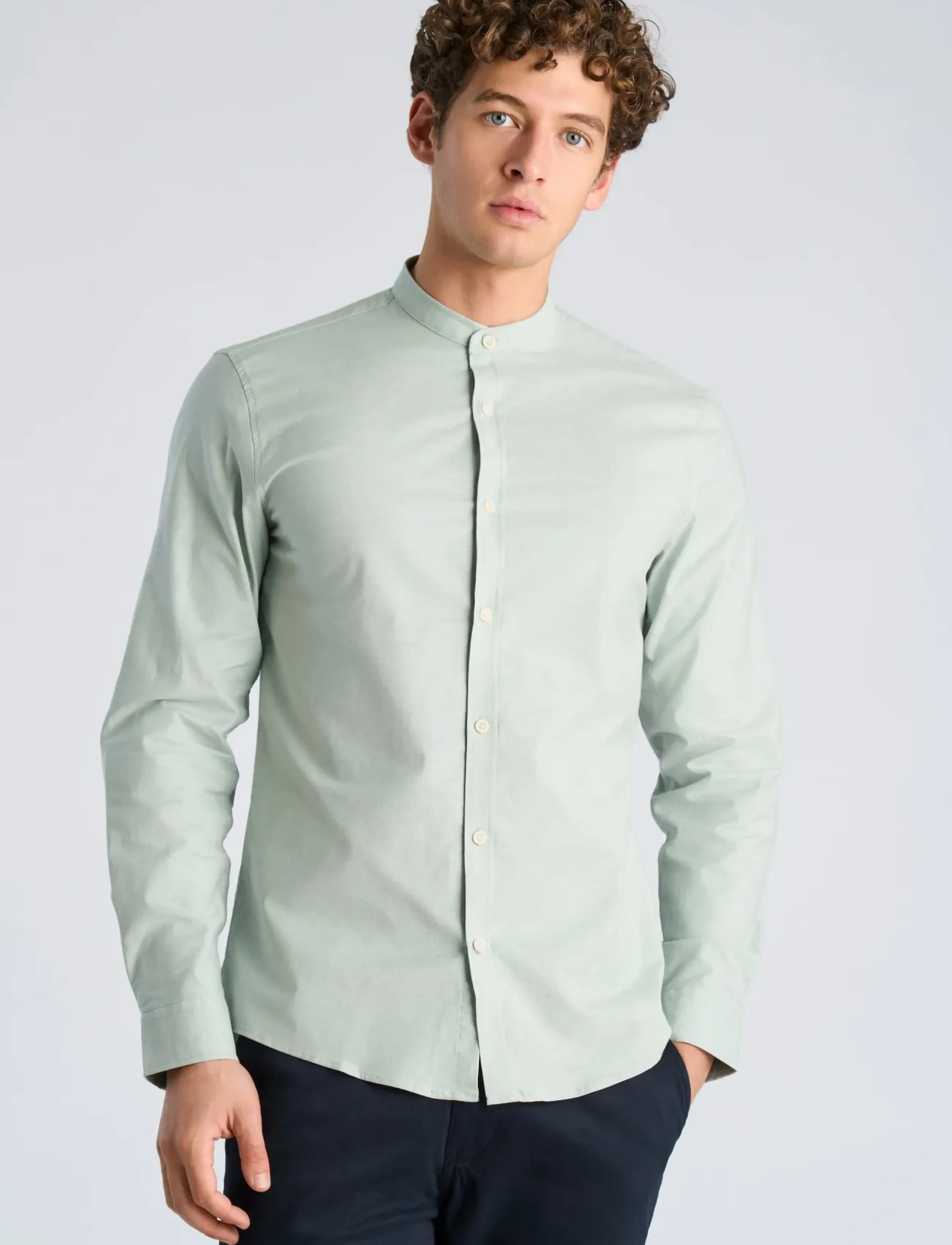 Lindbergh - Yarn dyed oxford superflex shirt - oxford shirts - mid green mix - 3