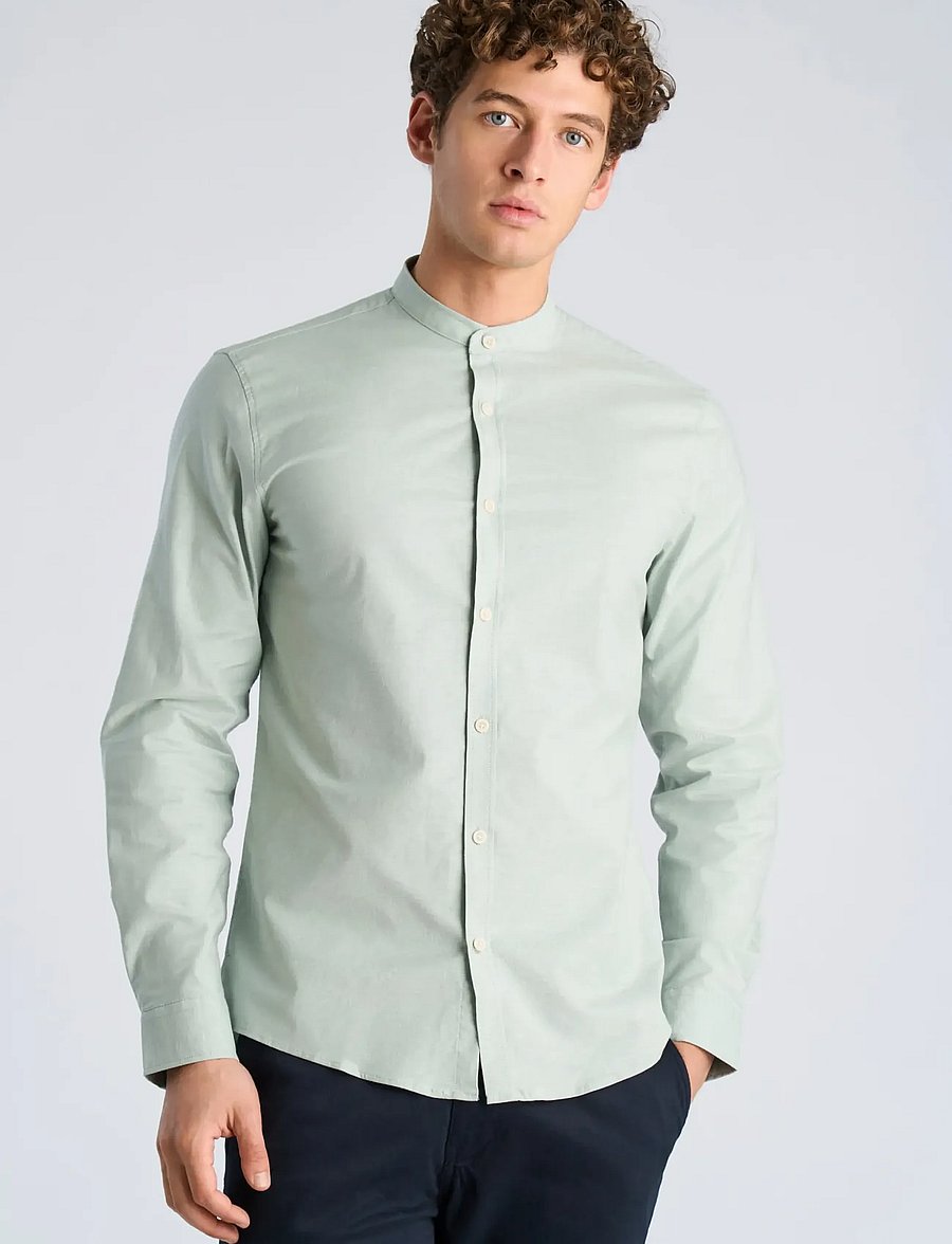 Lindbergh - Yarn dyed oxford superflex shirt L/S - oxford shirts - mid green mix - 3