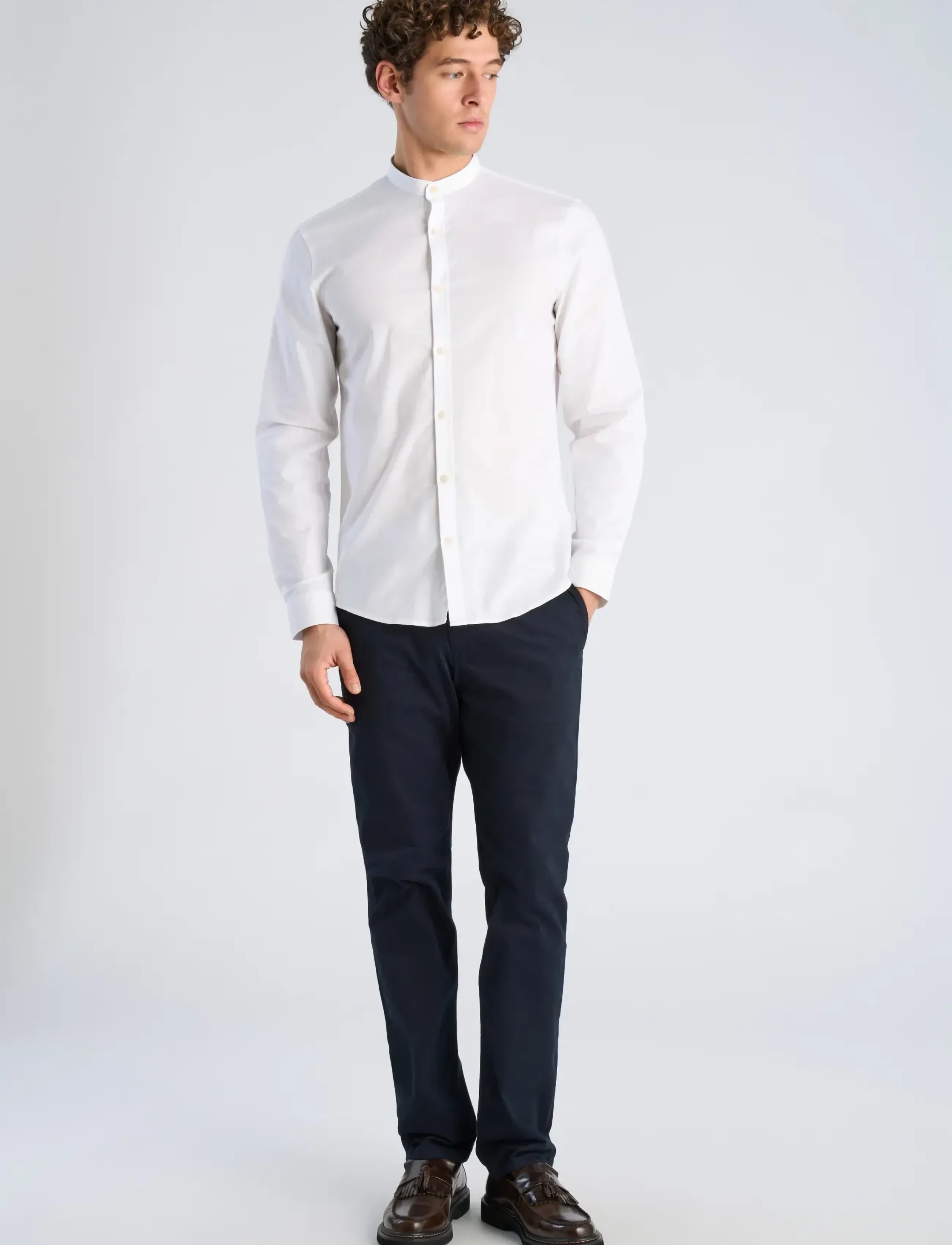 Lindbergh Yarn dyed oxford superflex shirt - Skjorter - WHITE / white