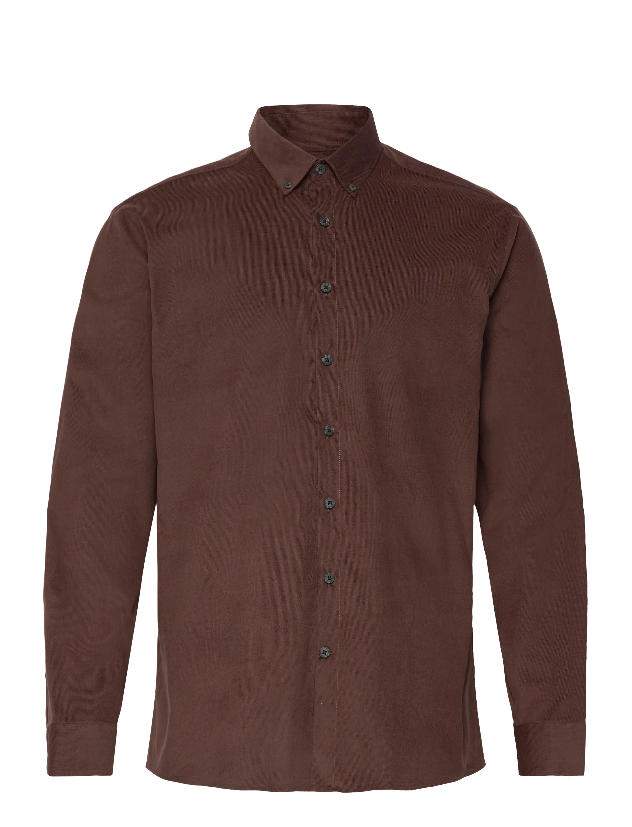 Lindbergh Fine corduroy shirt L/S - Shirts - DK BROWN / brown