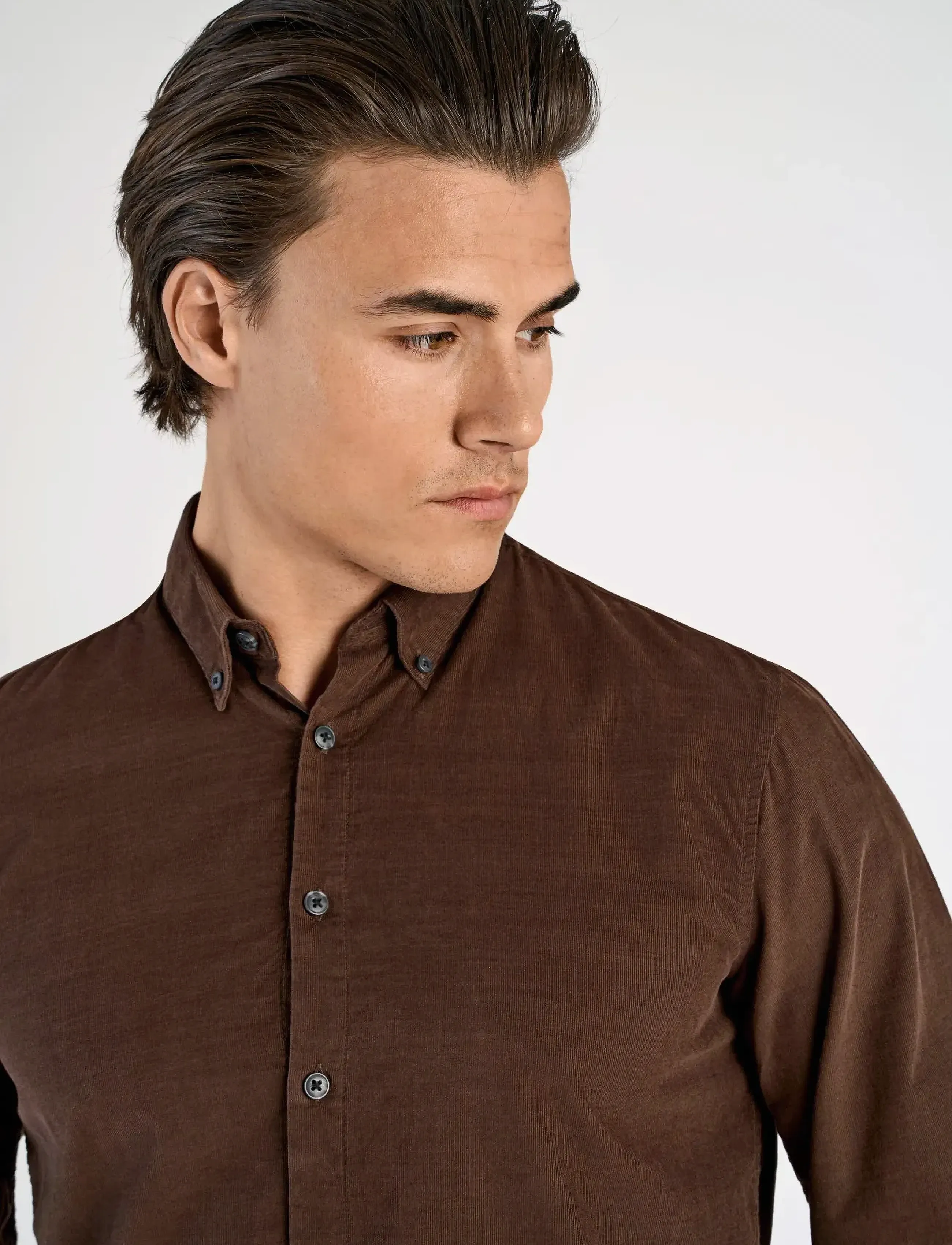 Lindbergh - Fine corduroy shirt L/S - fløjlsskjorter - dk brown - 3