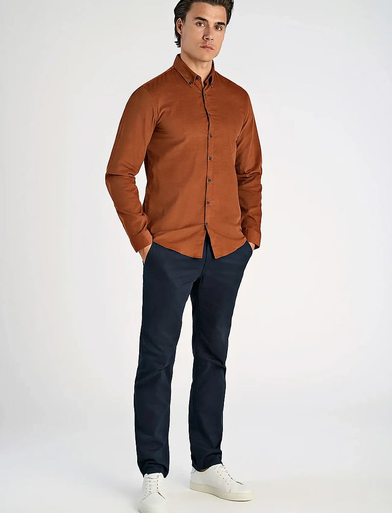 Lindbergh - Fine corduroy shirt L/S - manchesterskjortor - dk copper - 0