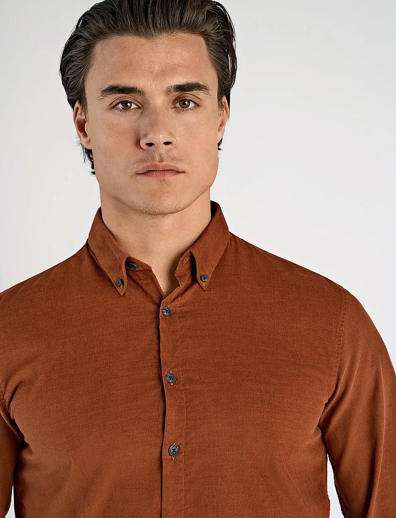 Lindbergh - Fine corduroy shirt L/S - manchesterskjortor - dk copper - 3