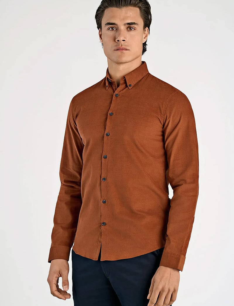 Lindbergh - Fine corduroy shirt L/S - manchesterskjortor - dk copper - 5