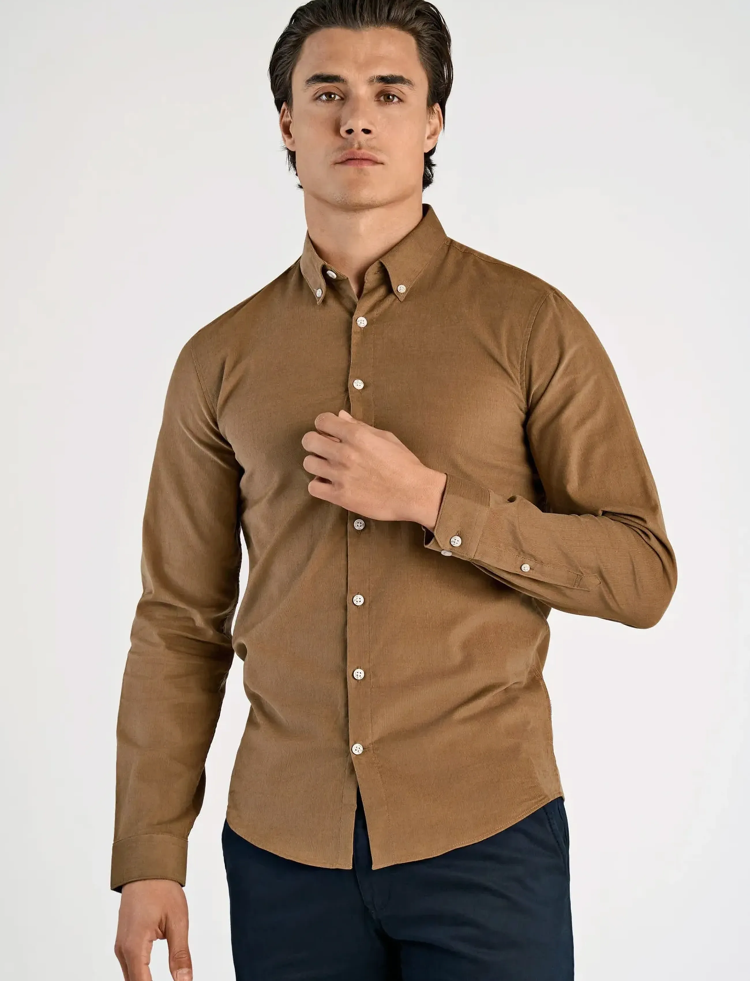 Lindbergh - Fine corduroy shirt L/S - flauelsskyrtur - dusty brown - 5