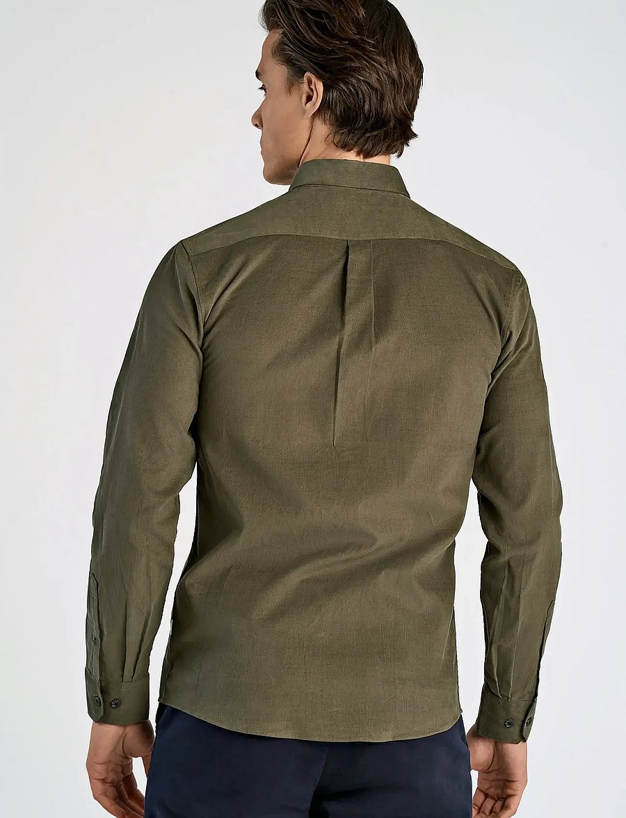 Lindbergh - Fine corduroy shirt L/S - cordhemden - army - 4