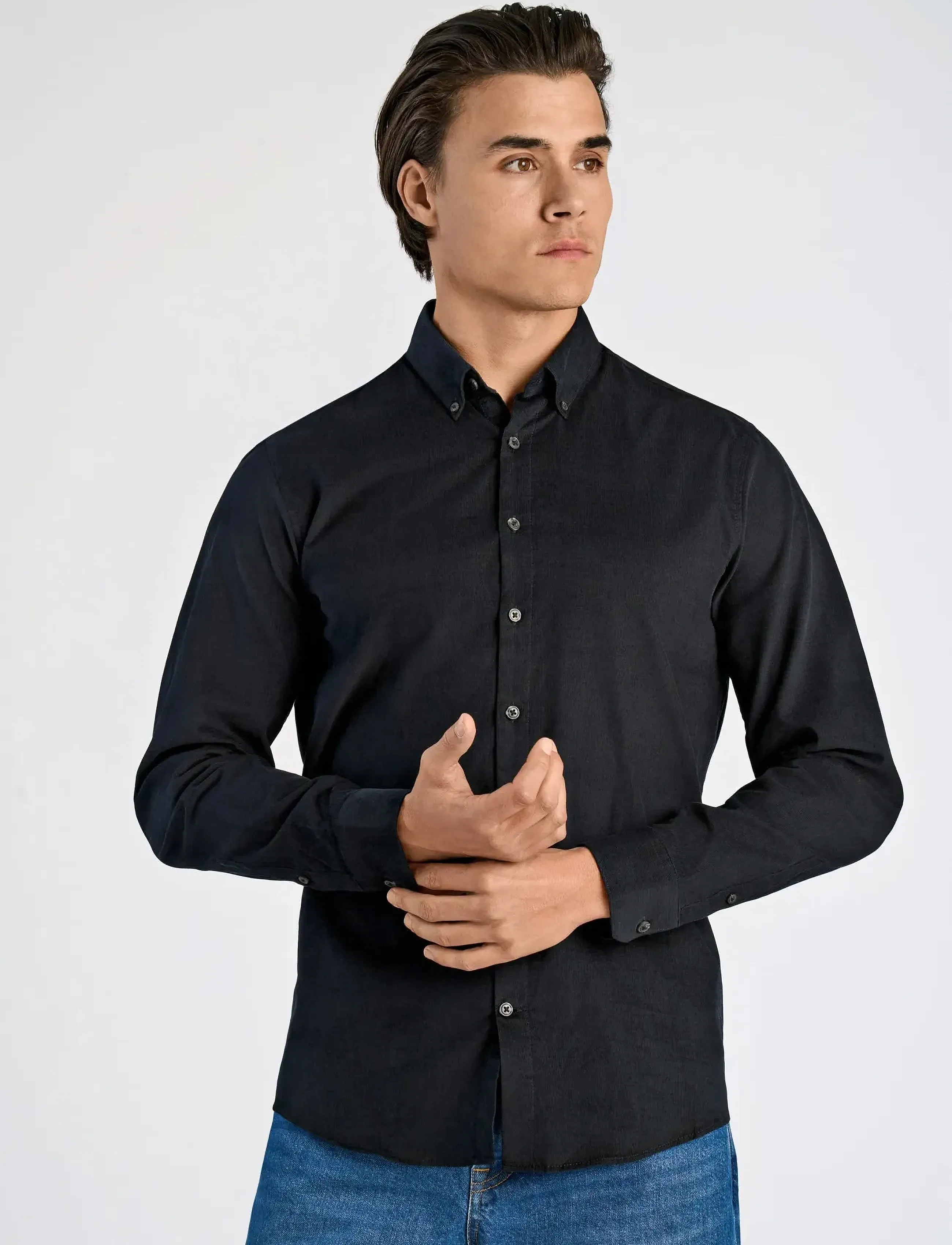 Lindbergh - Fine corduroy shirt L/S - cordhemden - black - 5