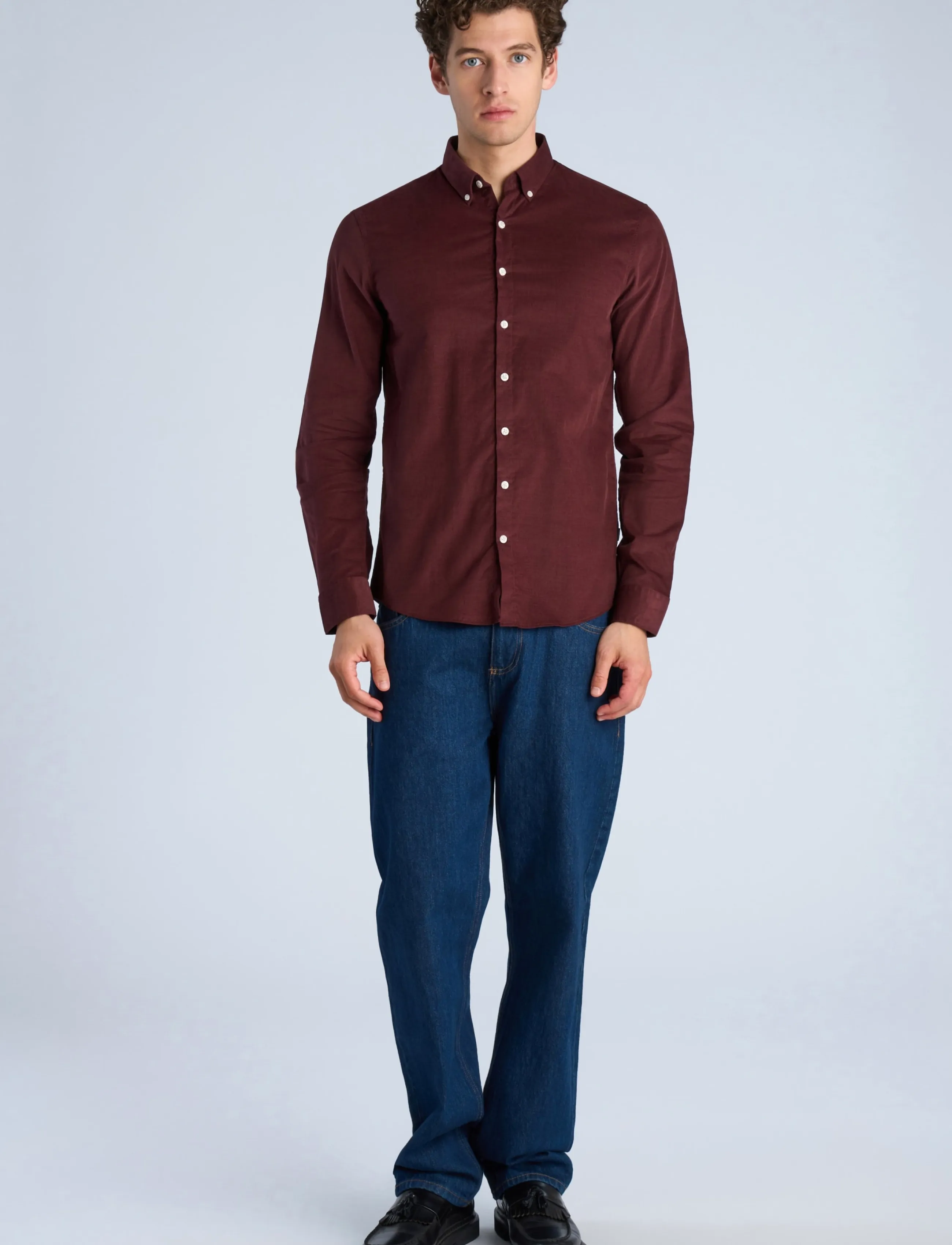Lindbergh Fine corduroy shirt L/S - Cordhemden - BORDEAUX / burgundy