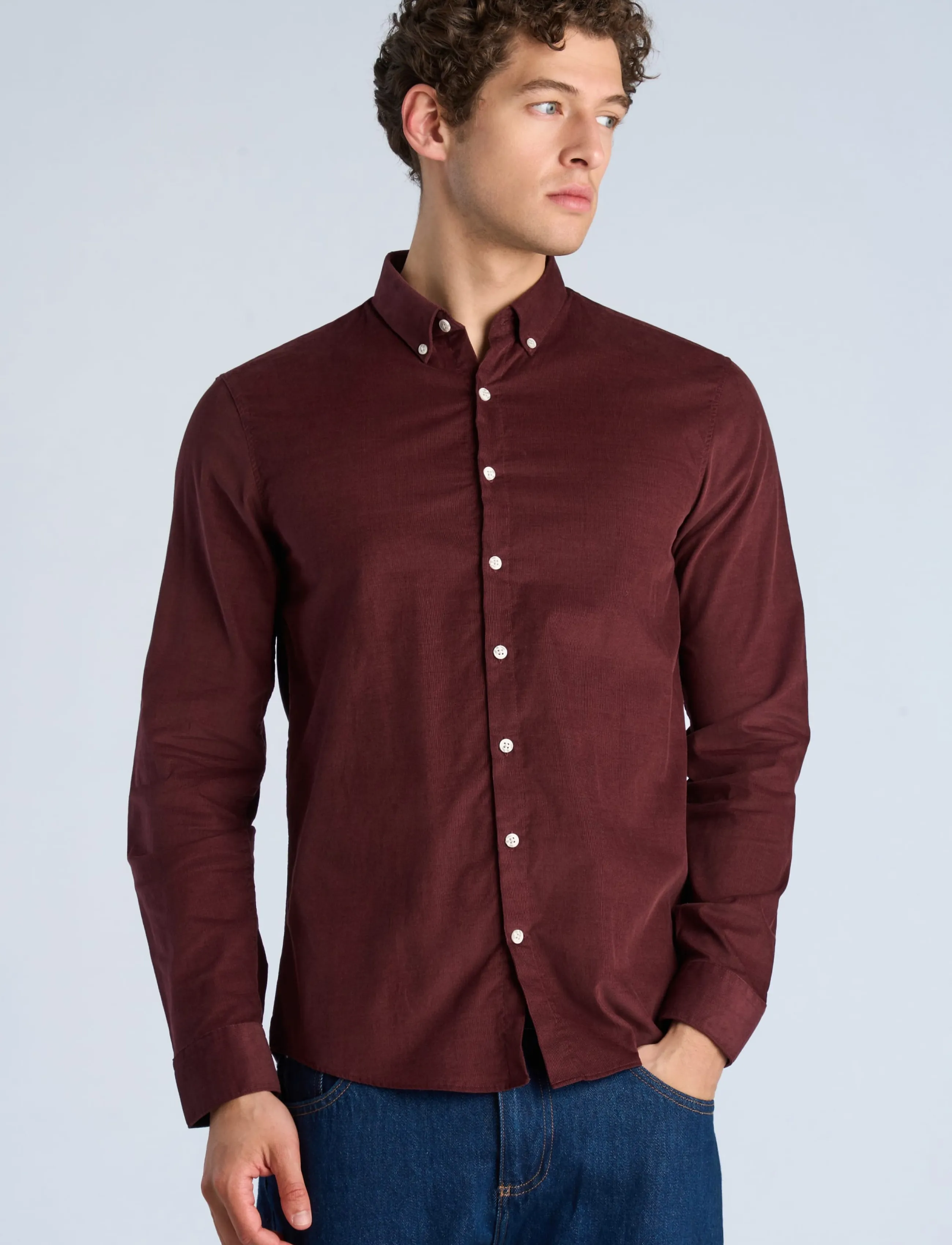 Lindbergh - Fine corduroy shirt L/S - cordhemden - bordeaux - 3