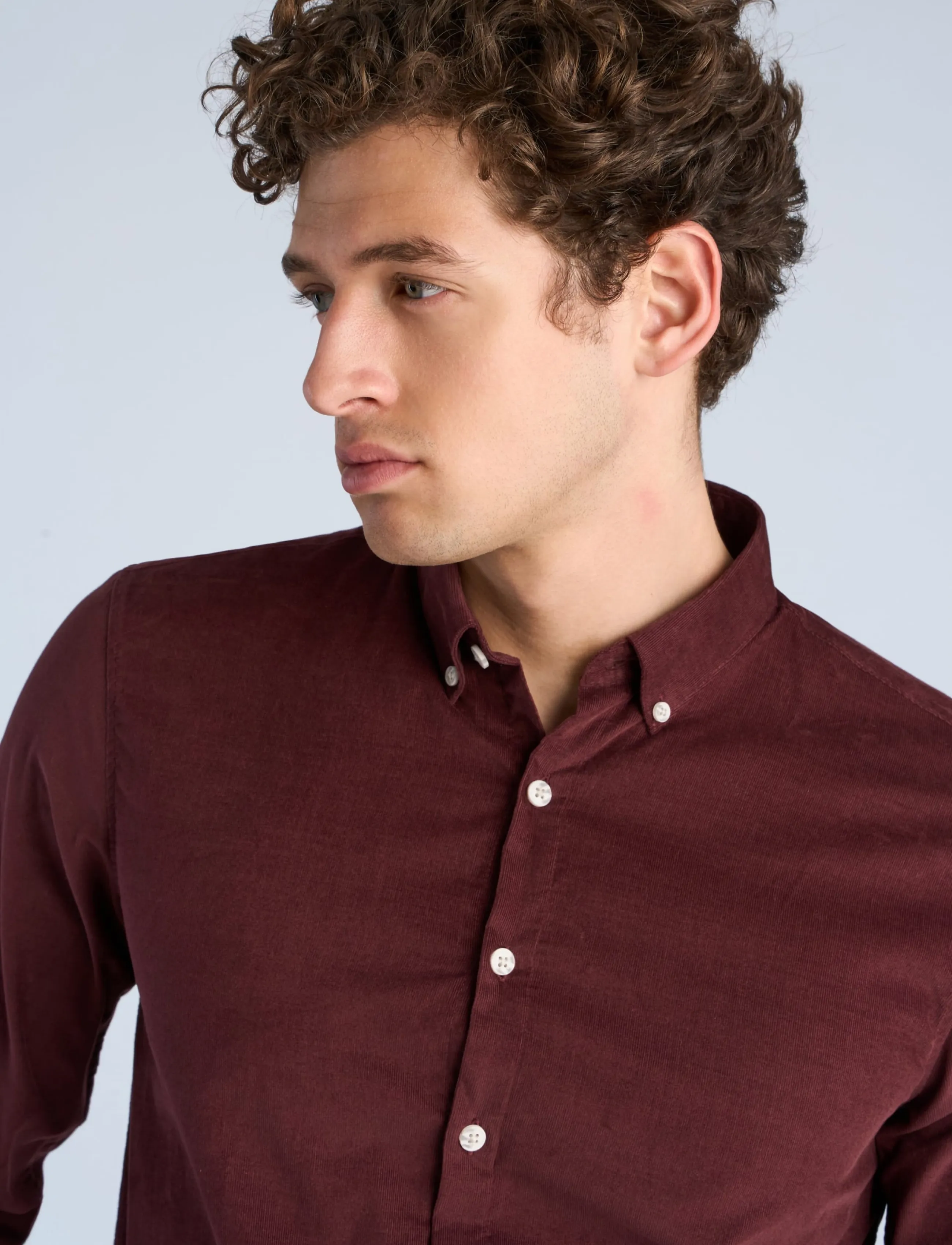 Lindbergh - Fine corduroy shirt L/S - cordhemden - bordeaux - 5