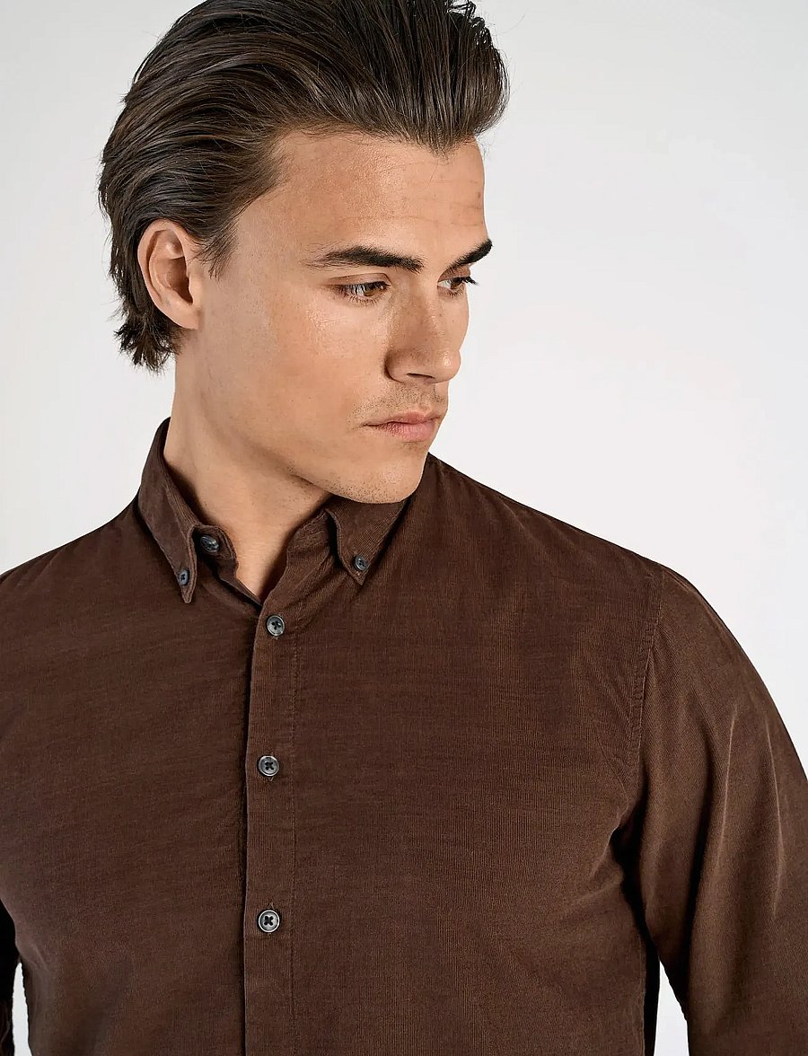 Lindbergh - Fine corduroy shirt L/S - cordhemden - dk brown - 3