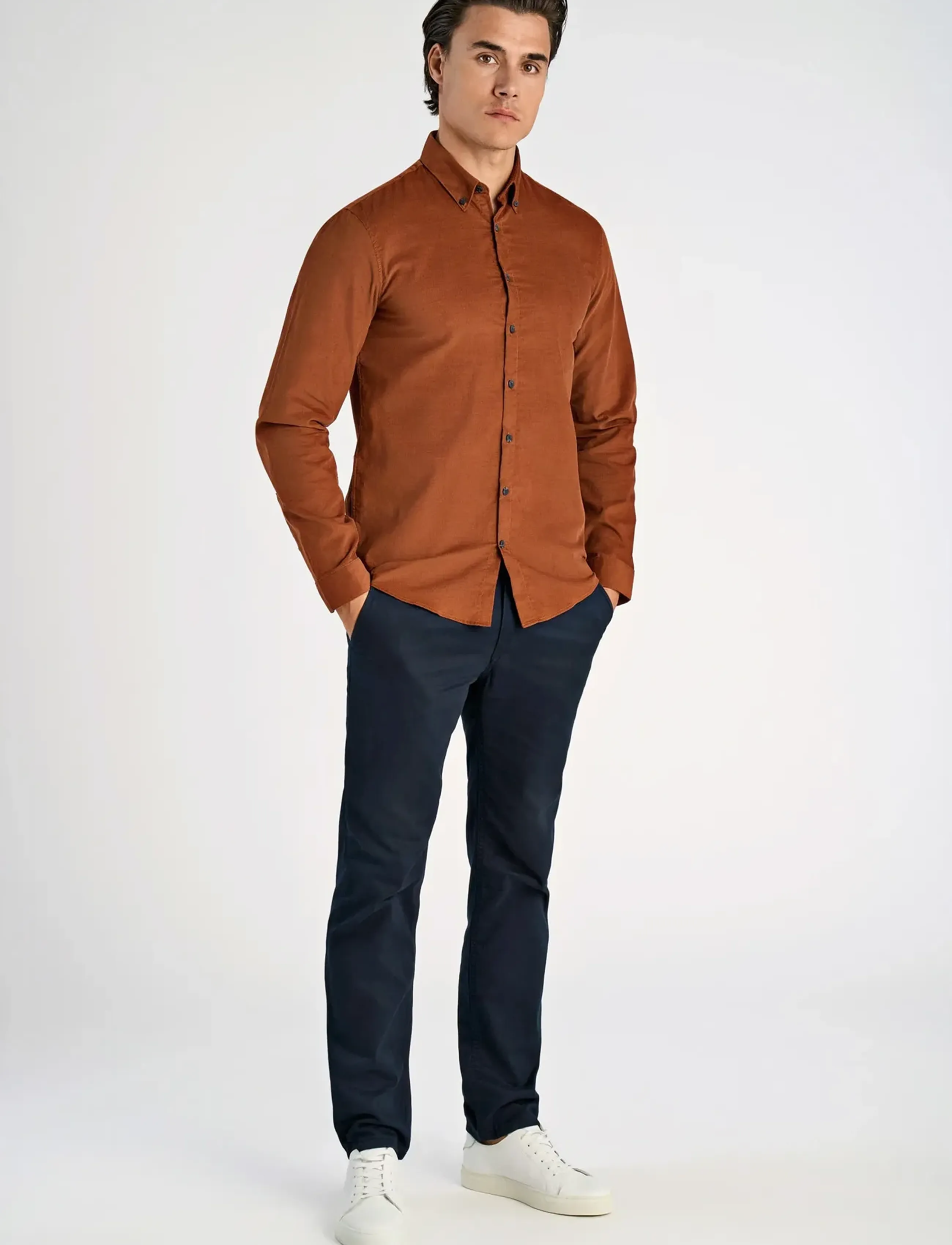 Lindbergh Fine corduroy shirt L/S - Hemden - DK COPPER / orange