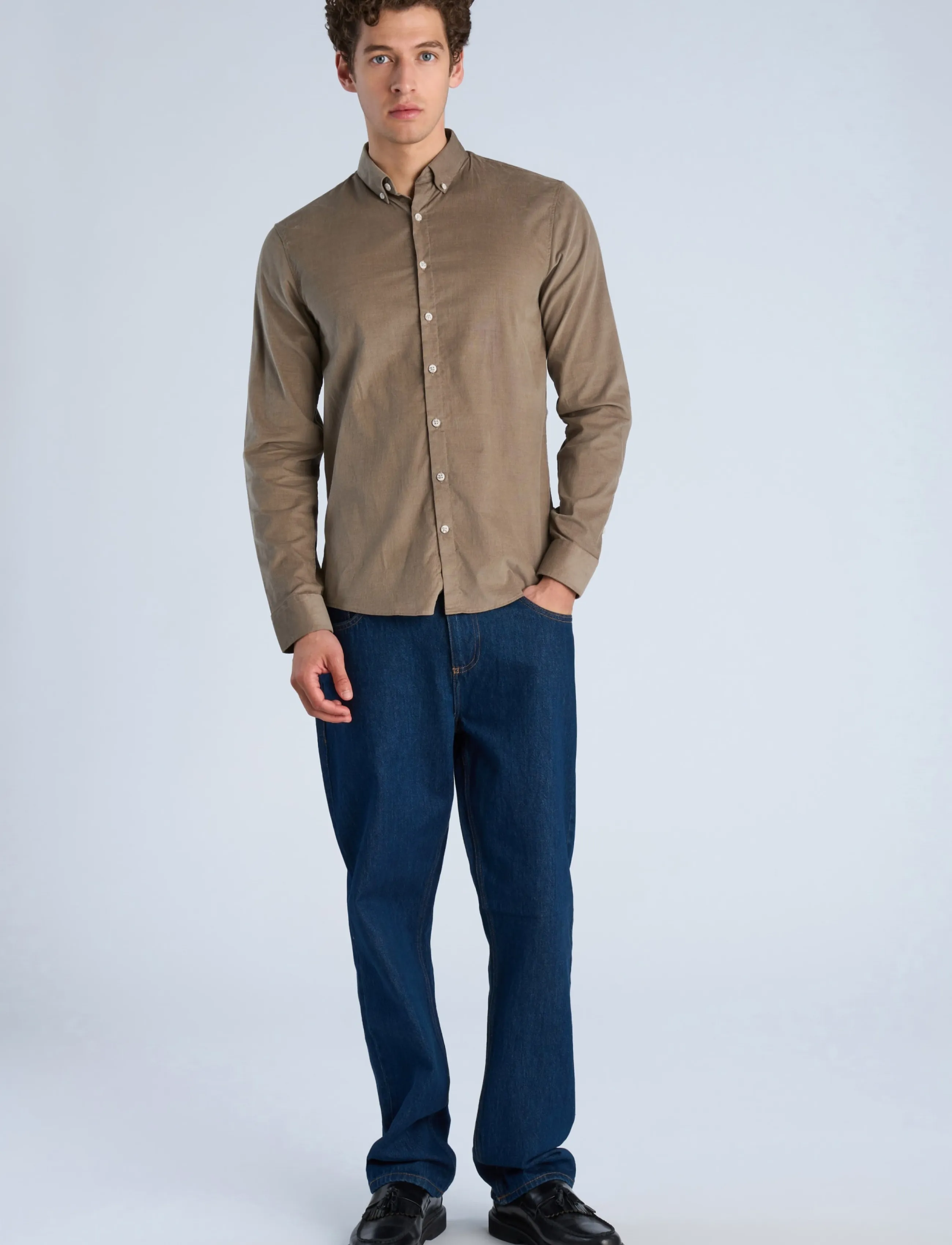 Lindbergh - Fine corduroy shirt L/S - cordhemden - dk sand - 0