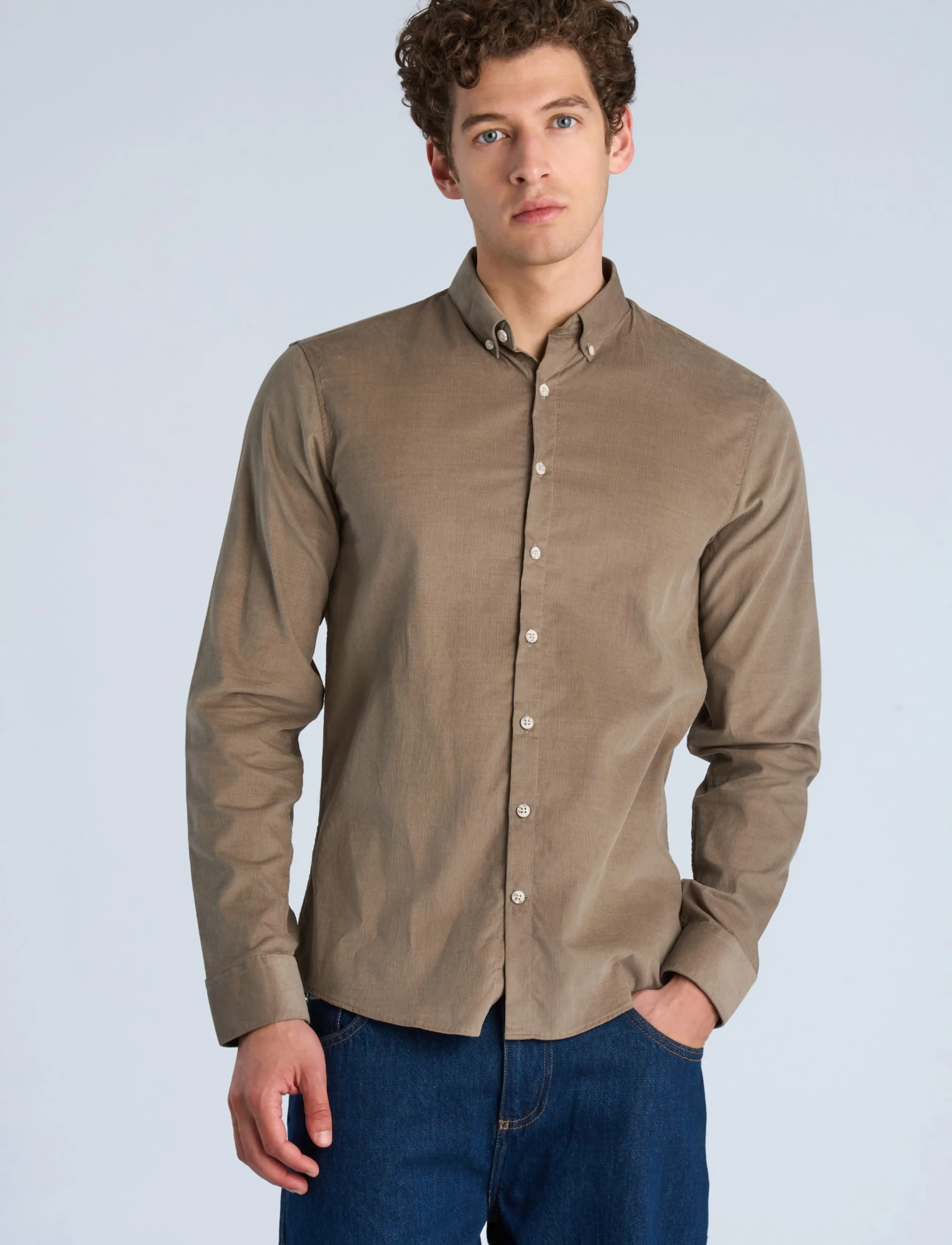 Lindbergh - Fine corduroy shirt L/S - cordhemden - dk sand - 3