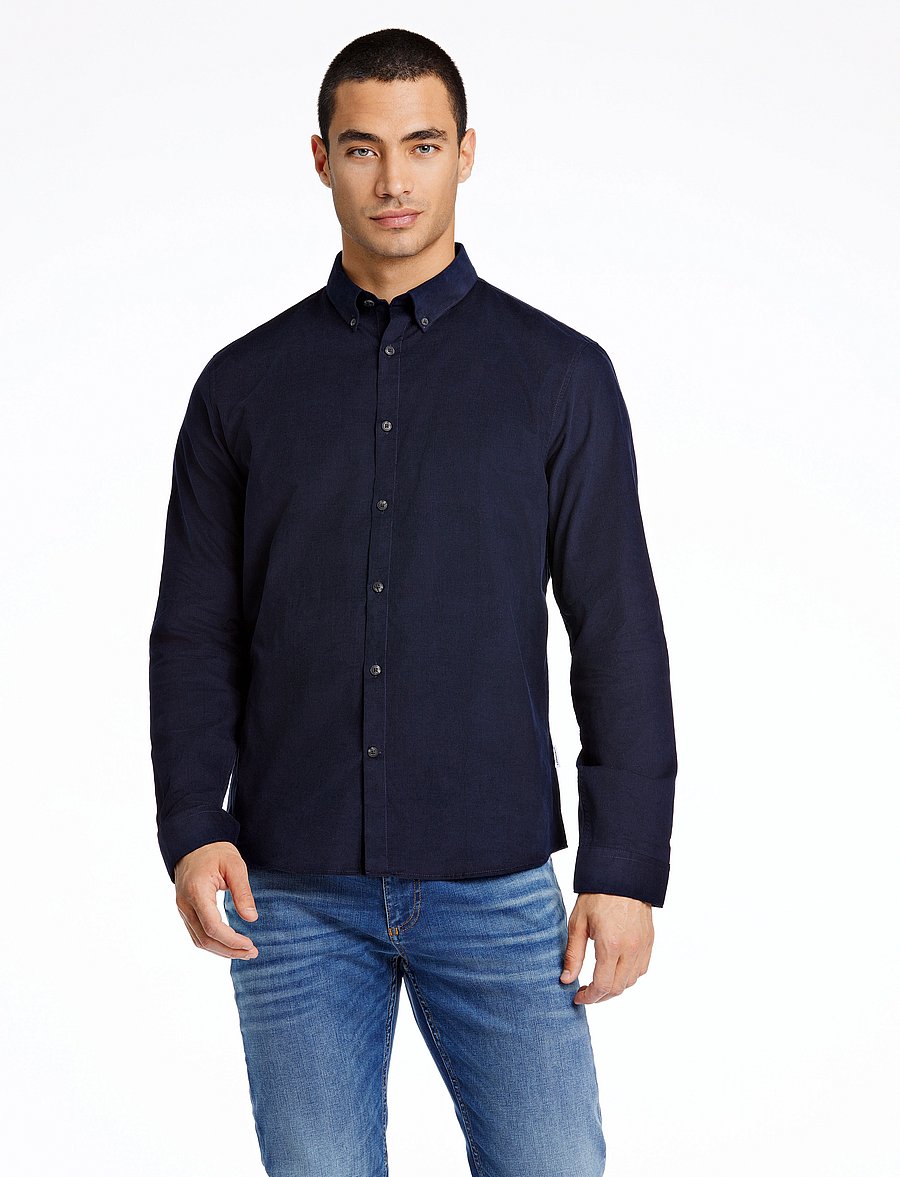 Lindbergh - Fine corduroy shirt L/S - cordhemden - navy - 0