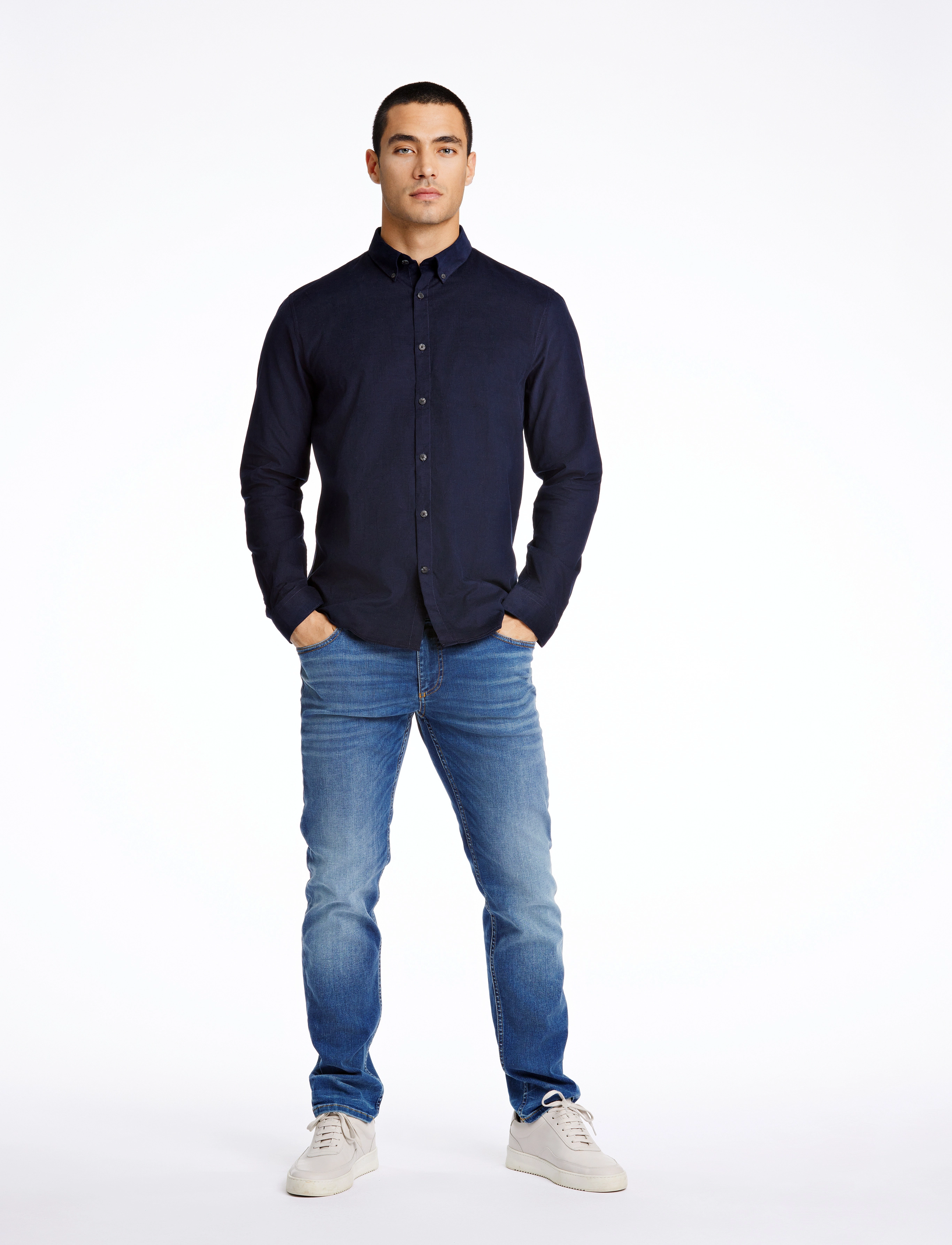 Lindbergh - Fine corduroy shirt L/S - fløjlsskjorter - navy - 4