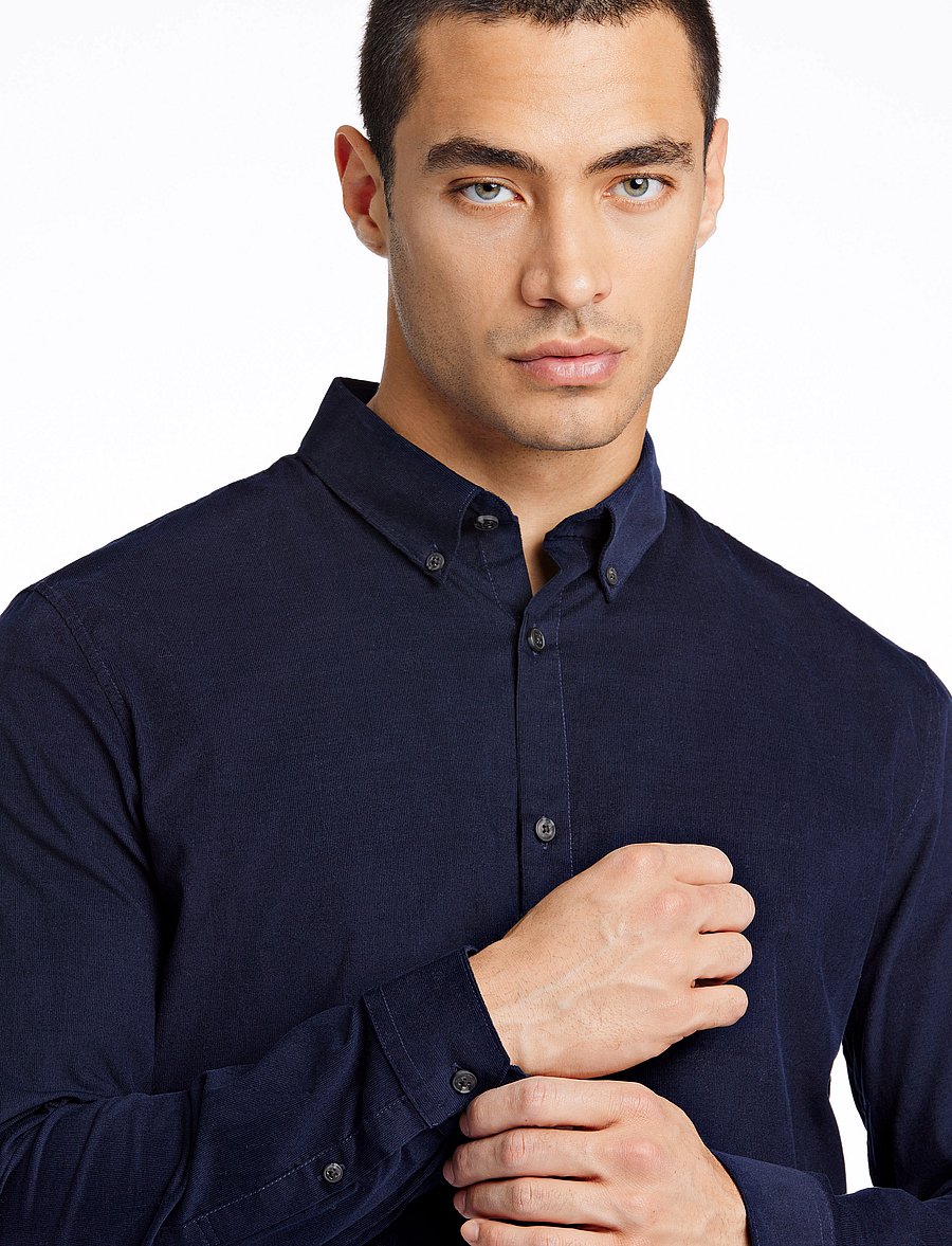 Lindbergh - Fine corduroy shirt L/S - cordhemden - navy - 5
