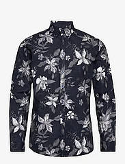 Lindbergh - AOP flower superflex shirt L/S - casual shirts - navy 123 - 0