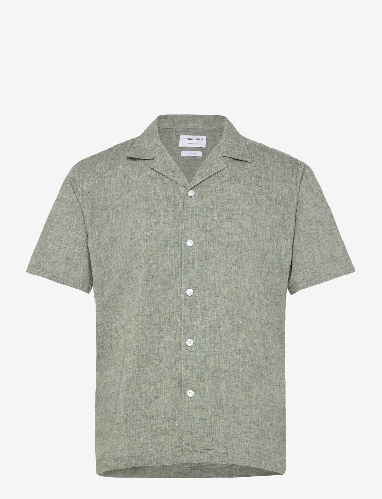 Lindbergh - Casual linen blend resort S/S - kortærmede skjorter - army - 1