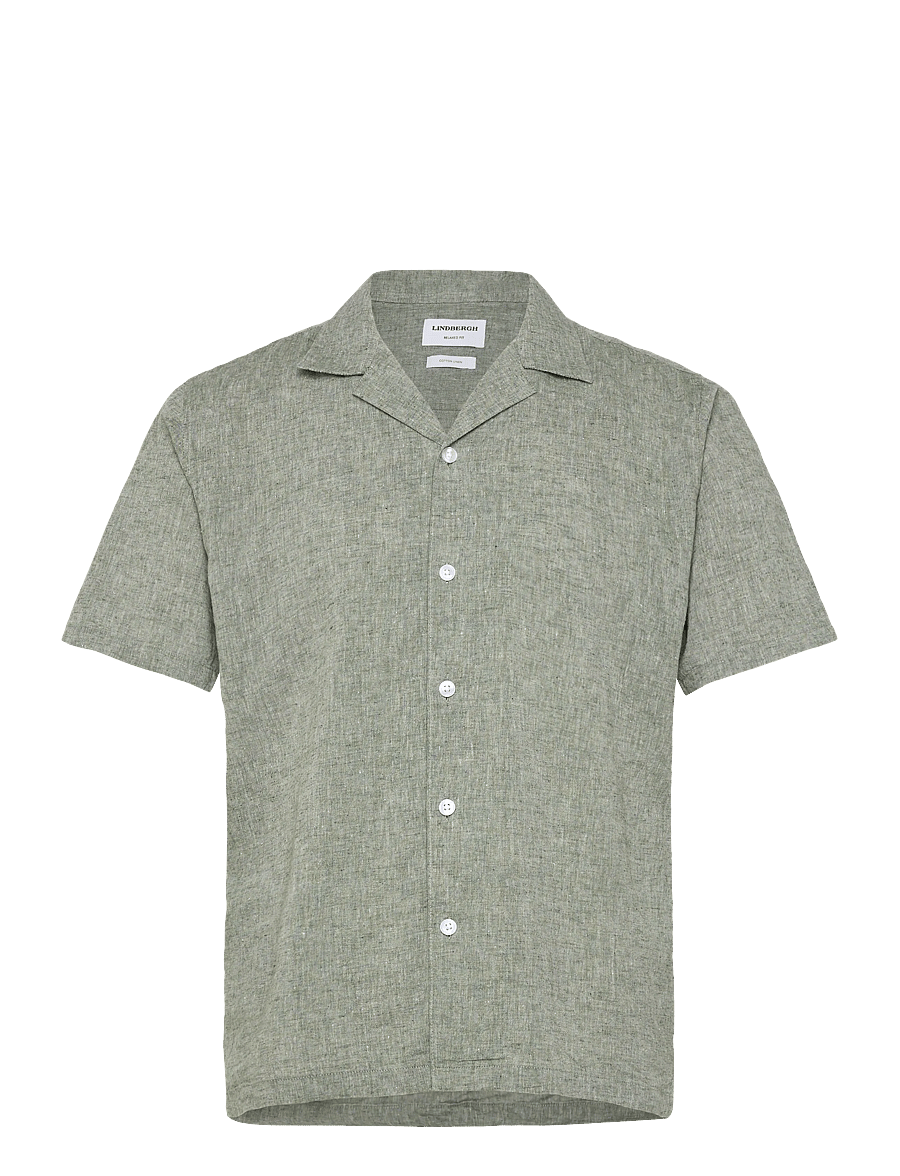 Lindbergh - Casual linen blend resort S/S - kurzarmhemden - army - 1