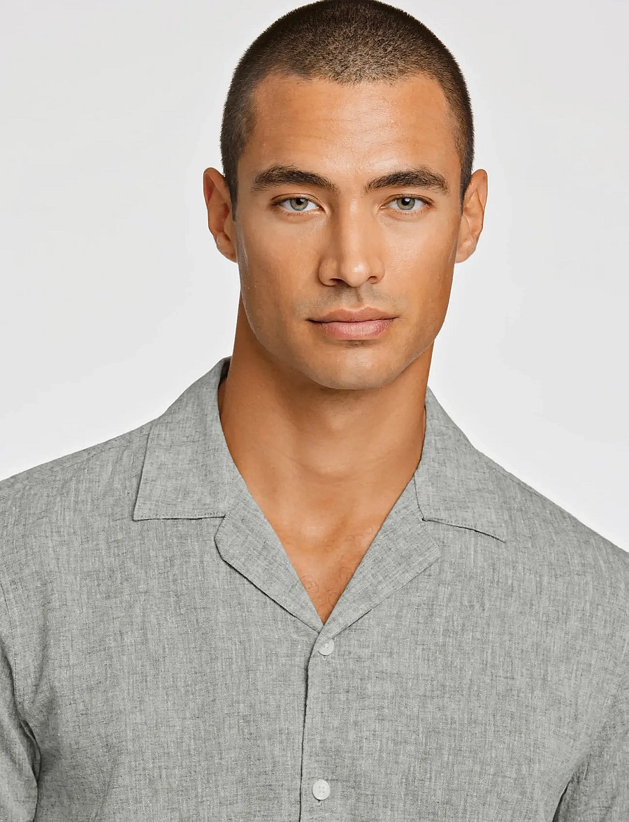 Lindbergh - Casual linen blend resort S/S - kurzarmhemden - army - 5